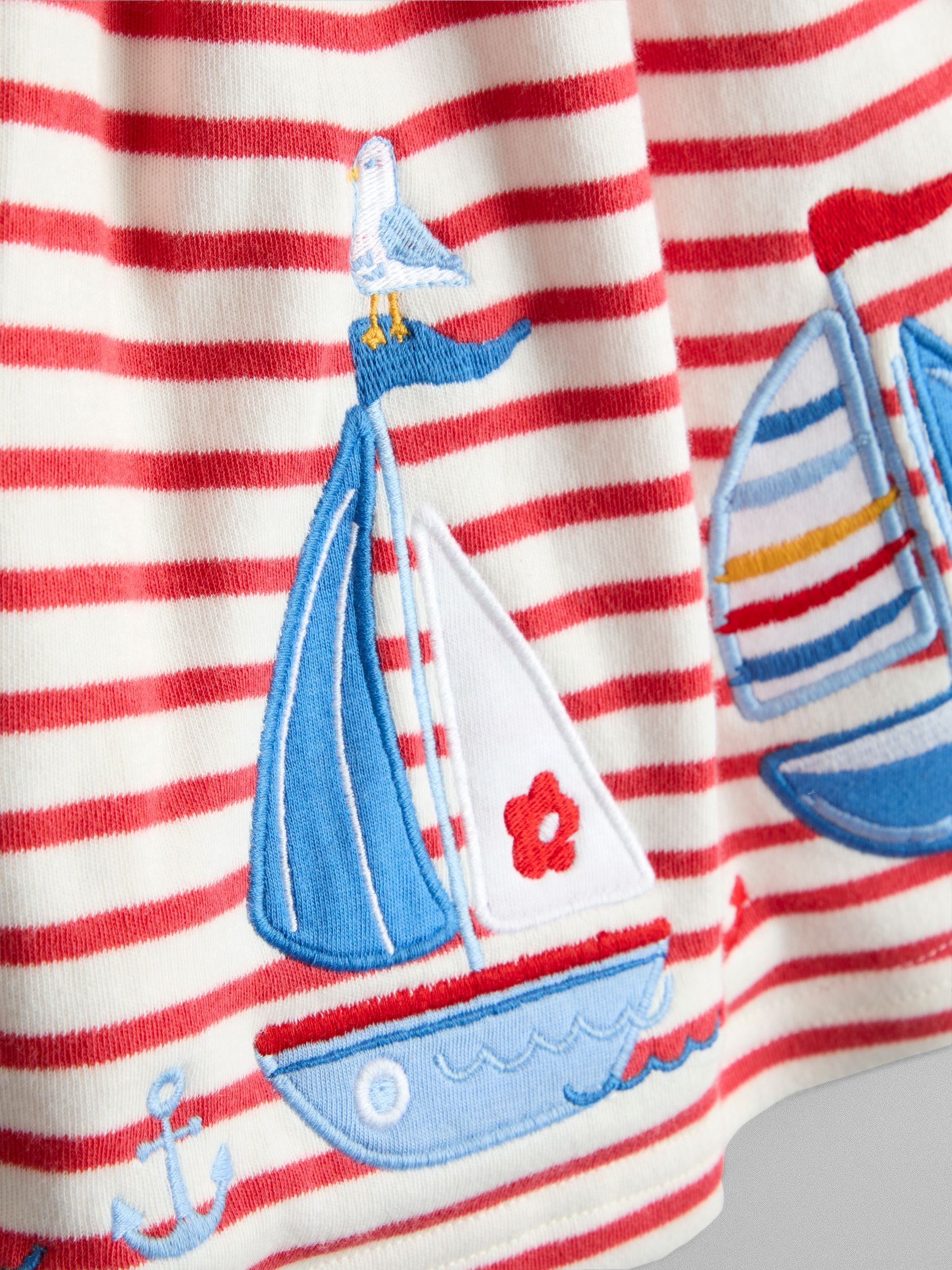 Red Boat Appliqué Classic Button Front Dress - Image 3 of 3