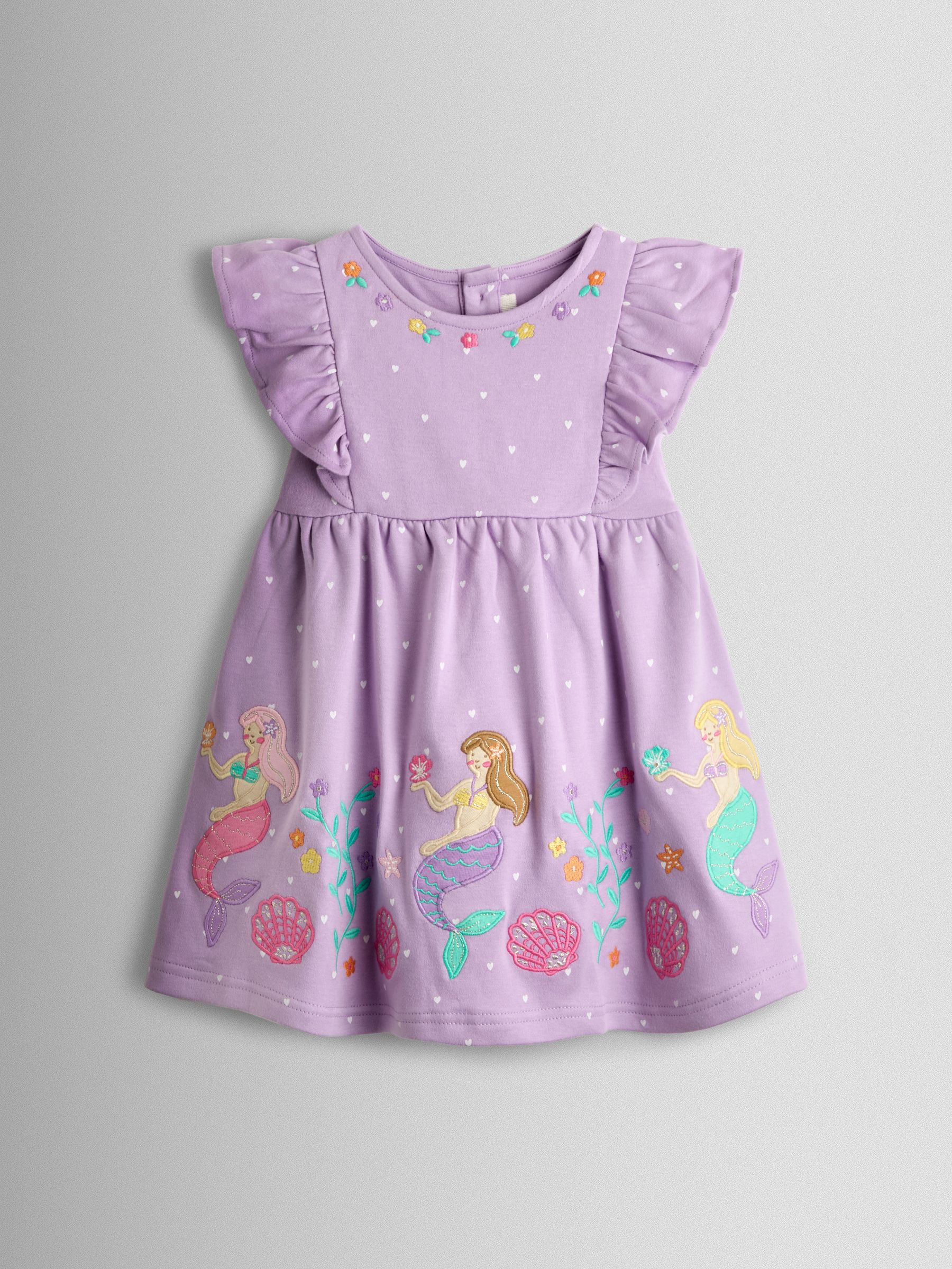 Lilac Purple Mermaid Appliqué Frill Shoulder Dress - Image 2 of 4