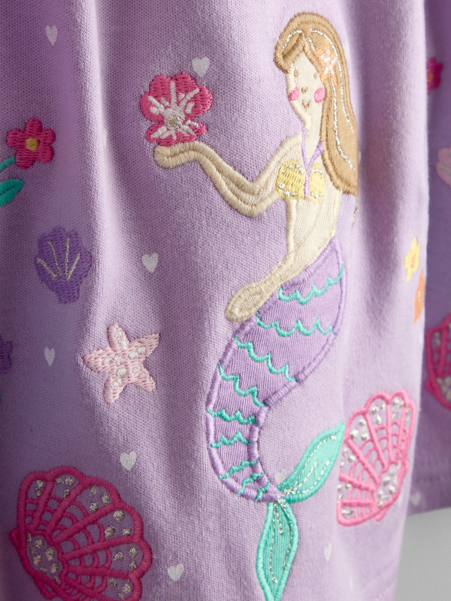 Lilac Purple Mermaid Appliqué Frill Shoulder Dress - Image 4 of 4
