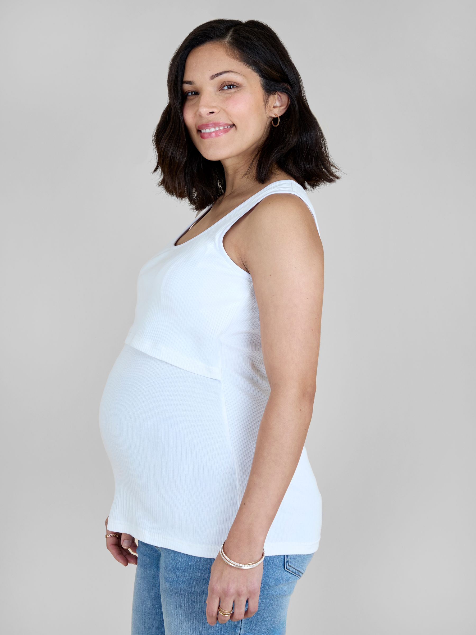 White Ribbed Maternity & Nursing Vest - Image 2 of 5