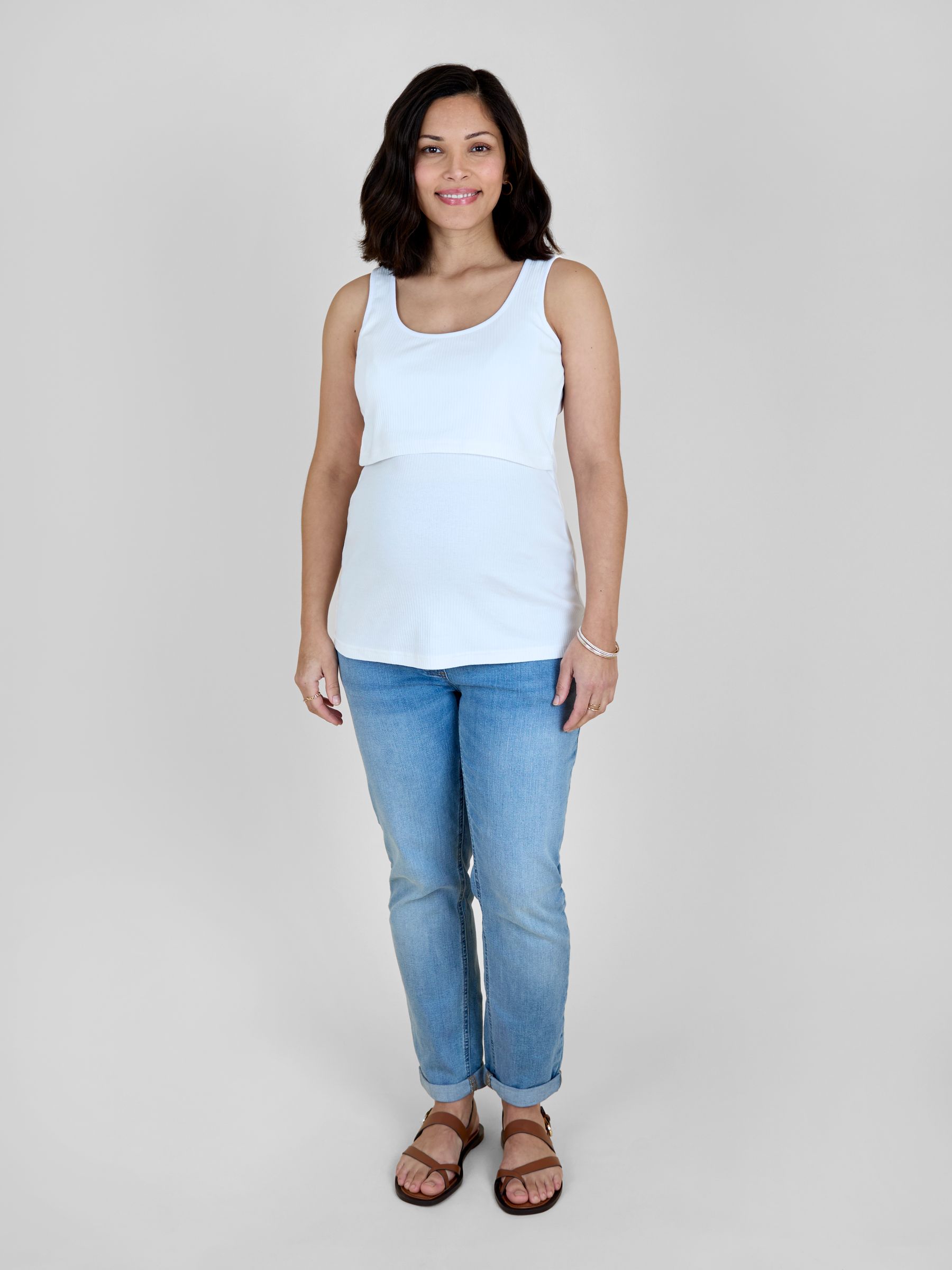 White Ribbed Maternity & Nursing Vest - Image 4 of 5