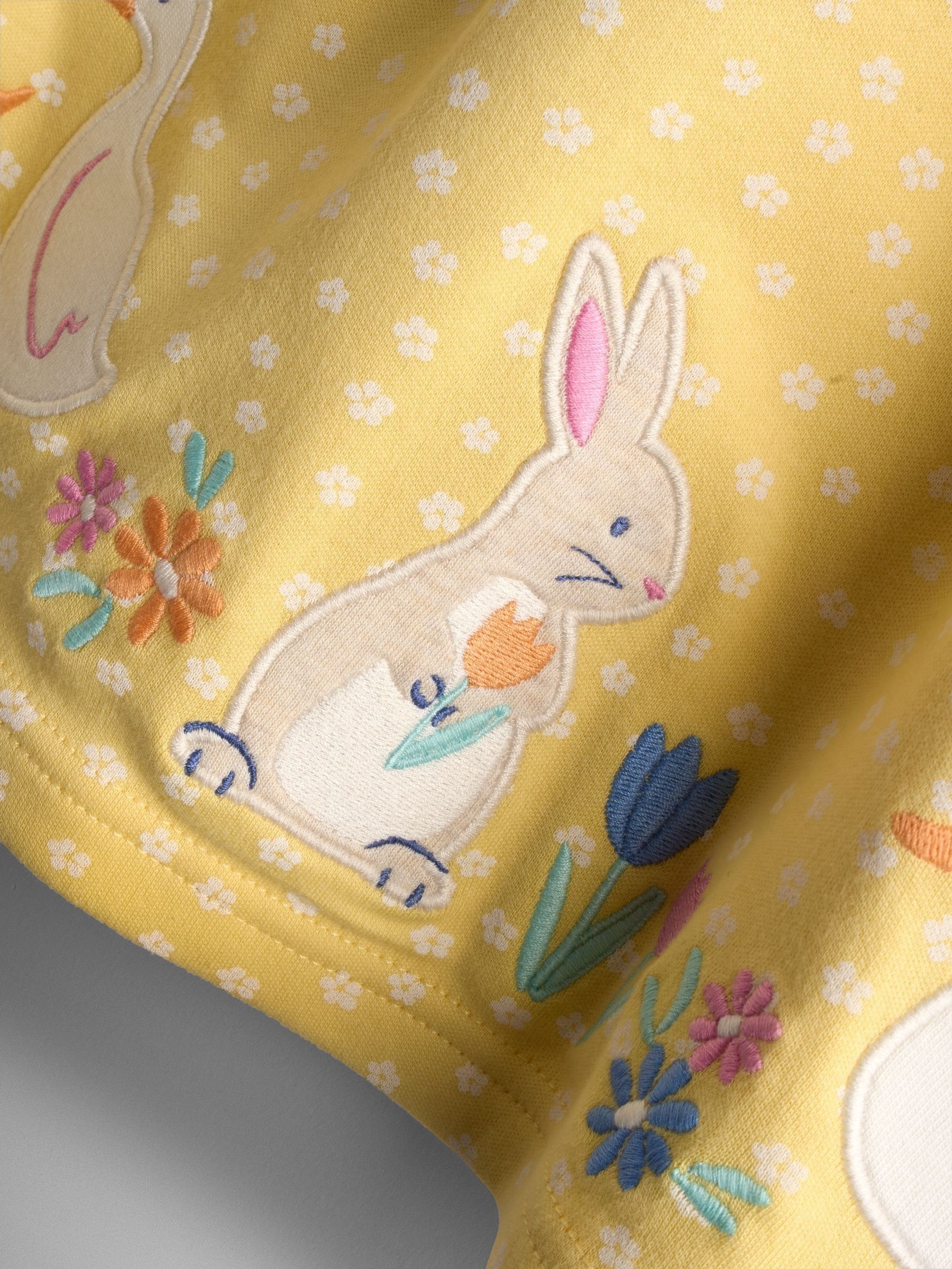 Mid Yellow Bunny And Duck Appliqué Button Front Dress - Image 4 of 4