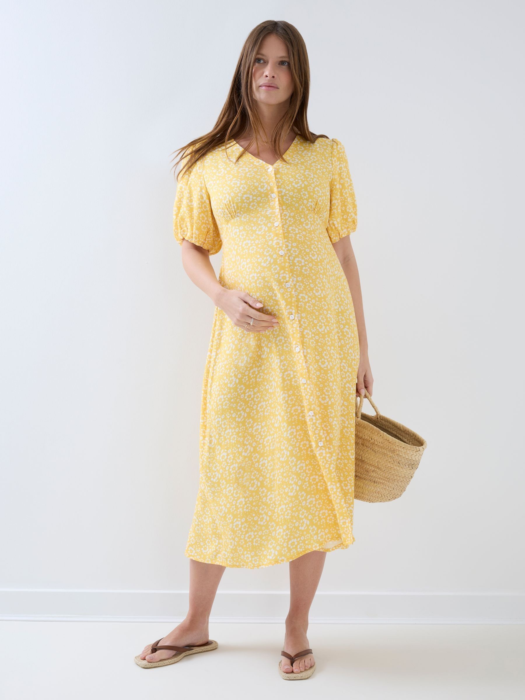 yellow maternity dress Lola Smocked & Nursing Midi Details Embrace comfort and style with this charming maternity maxi dress MaterniChic Pregnant Women Elegant Yellow