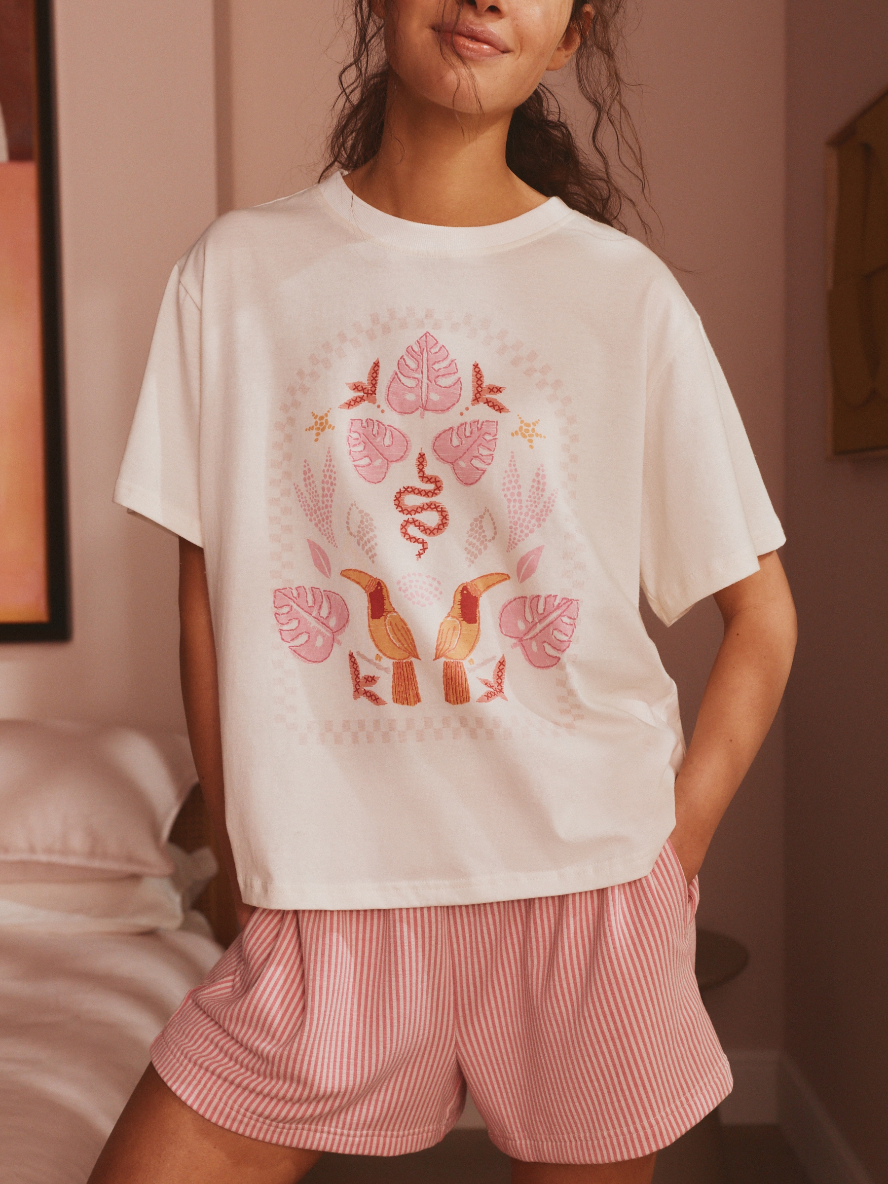 Pink Toucan Short Pyjamas Set - Image 2 of 4