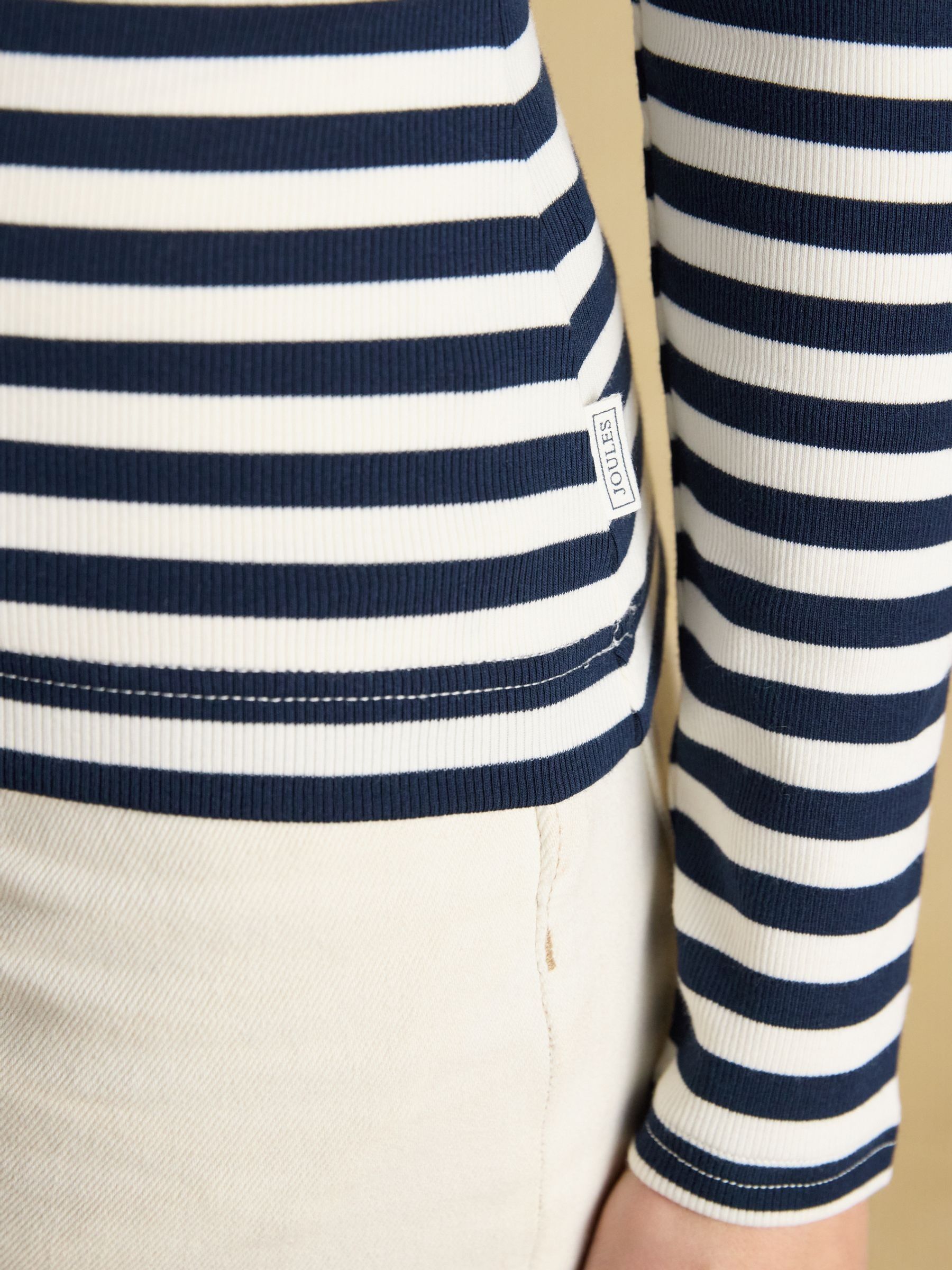 Sophie Navy Stripe Long Sleeve Ribbed Fitted Top - Image 5 of 7