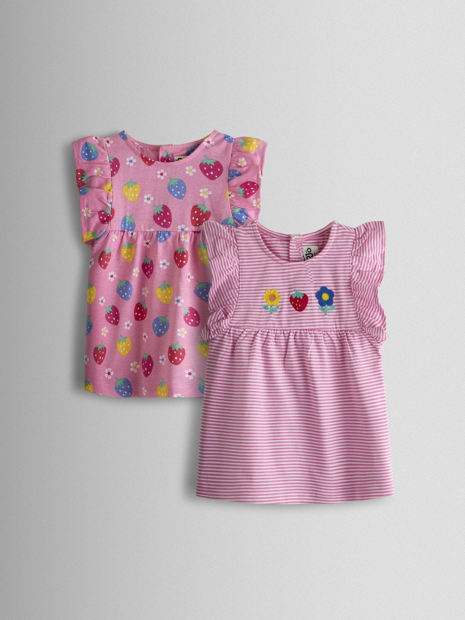 Pink Strawberry 2-Pack Frill Sleeve T-shirt - Image 1 of 7