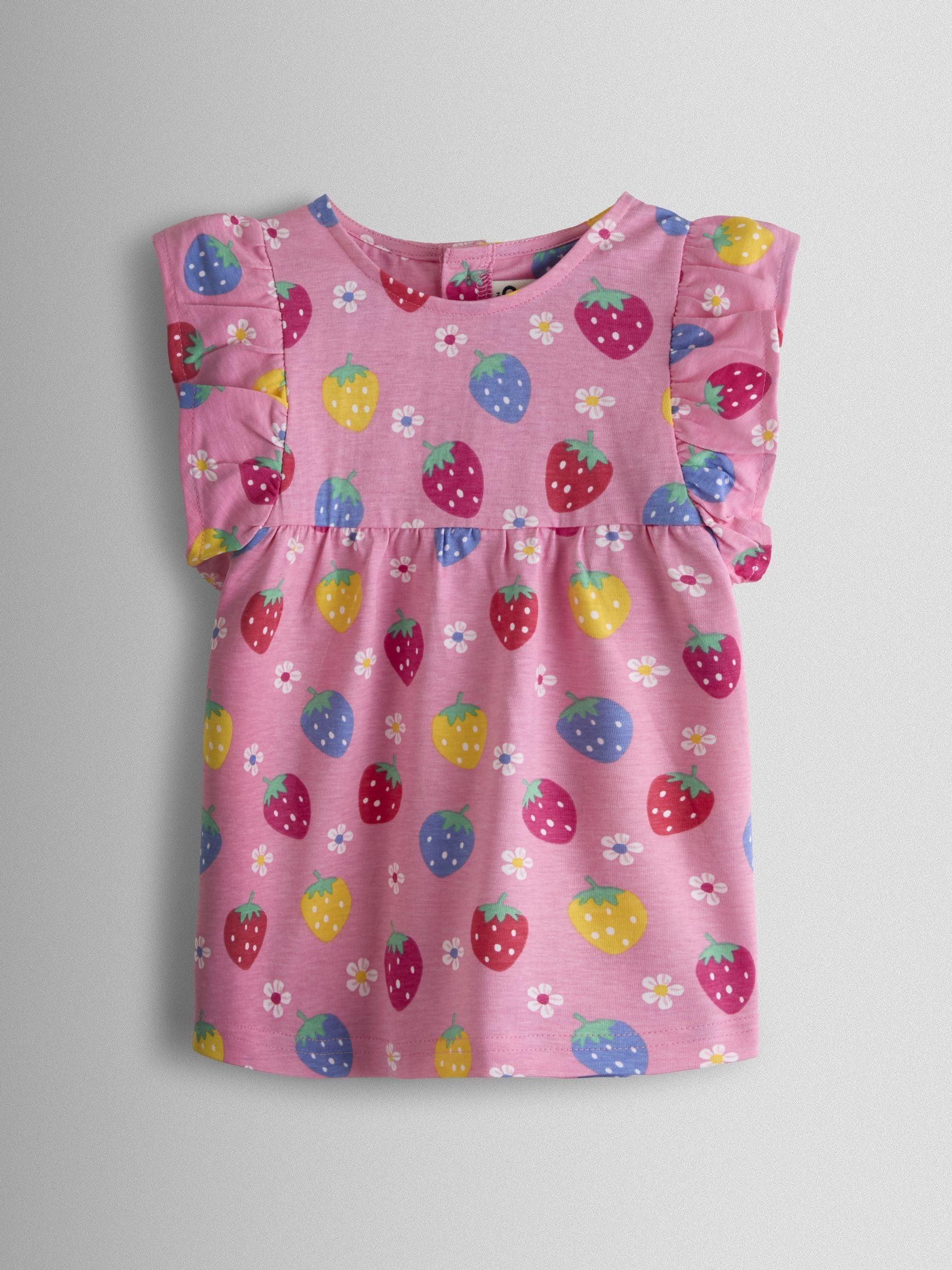 Pink Strawberry 2-Pack Frill Sleeve T-shirt - Image 3 of 7
