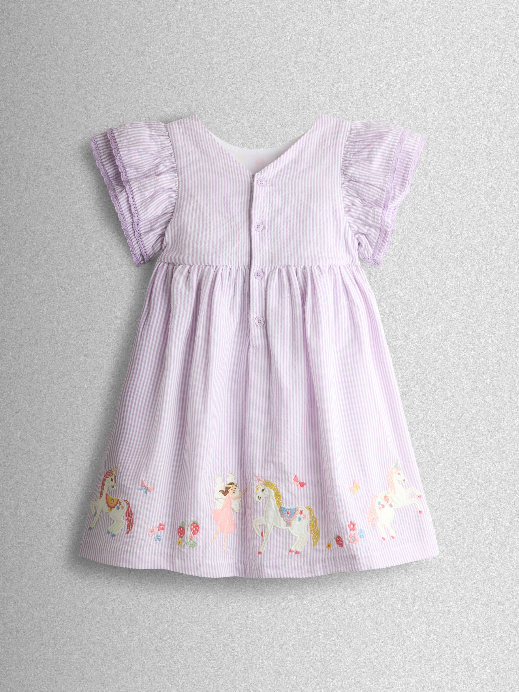 Lilac Unicorn Appliqué Frill Sleeve Dress - Image 2 of 4