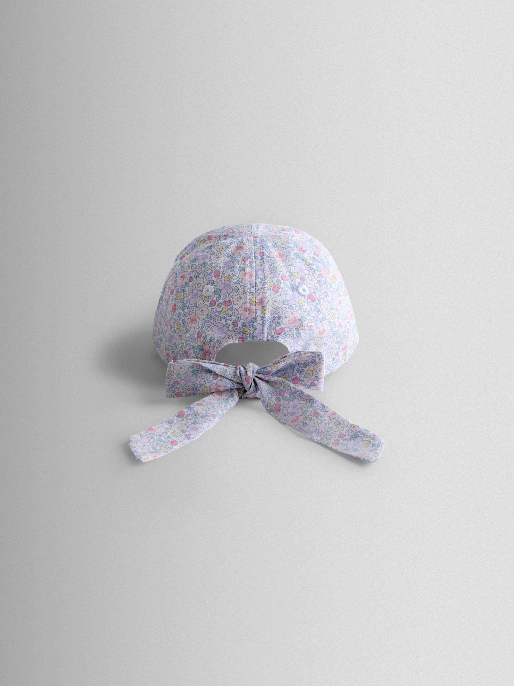 Lilac Floral Cap With Bow - Image 3 of 4