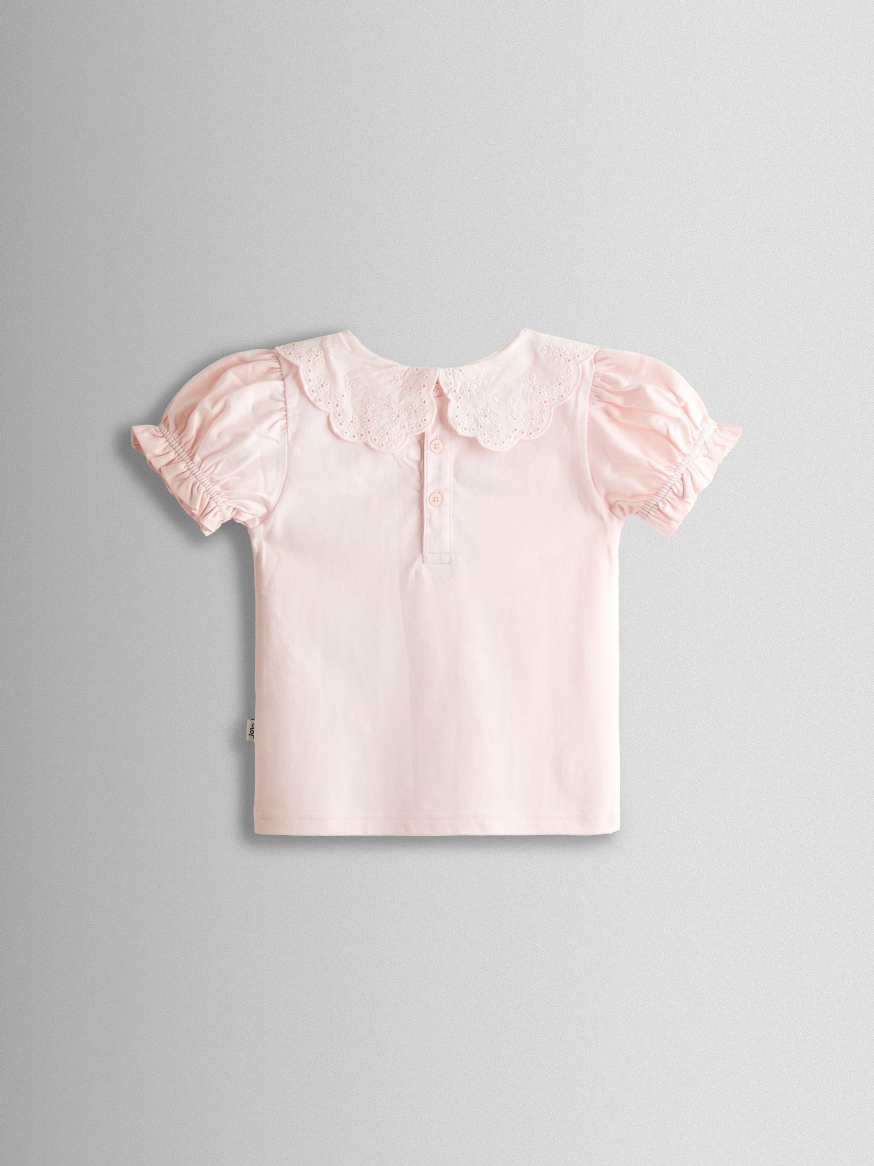 Pink Broderie Collar T-shirt - Image 2 of 3