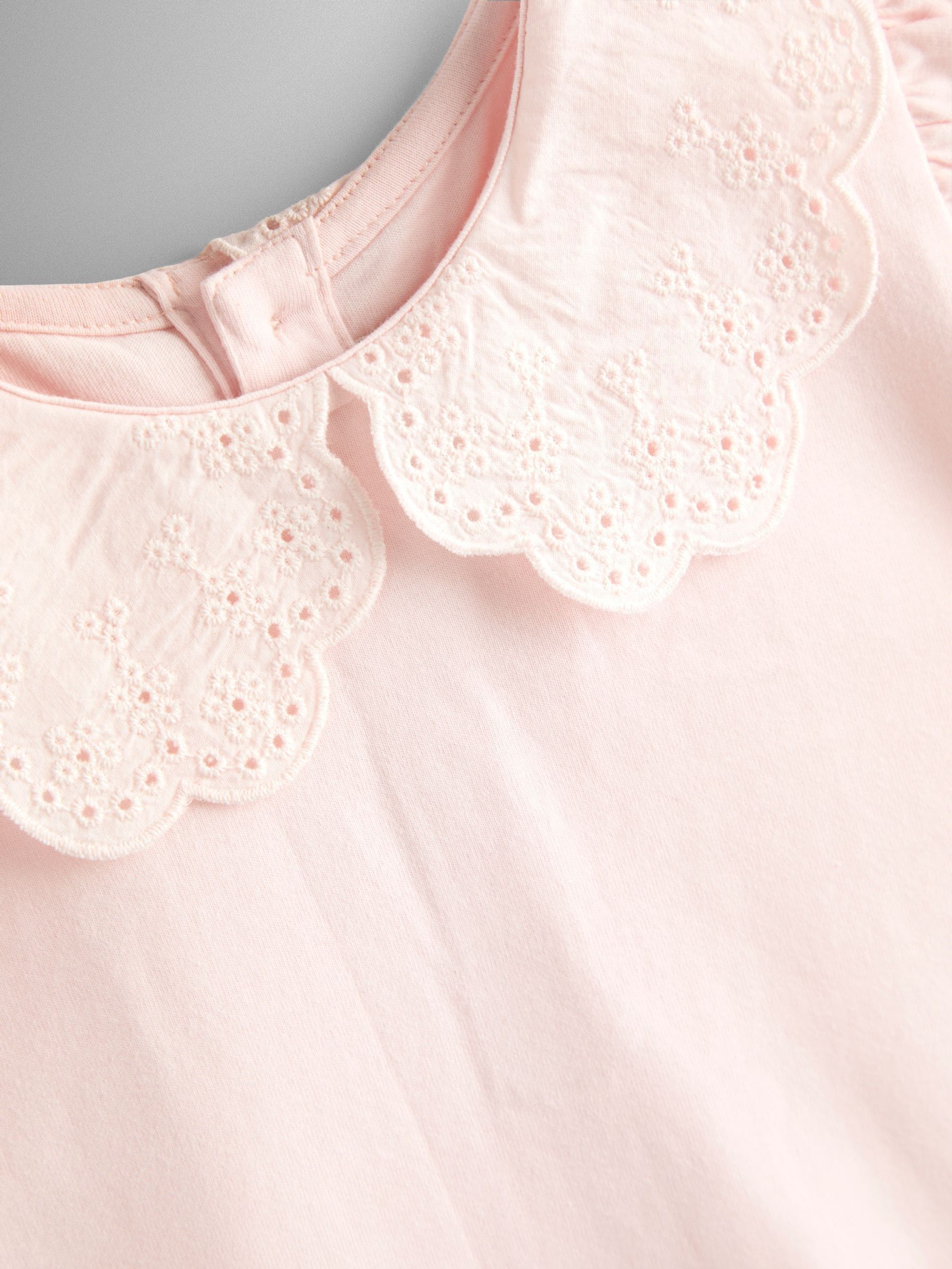 Pink Broderie Collar T-shirt - Image 3 of 3