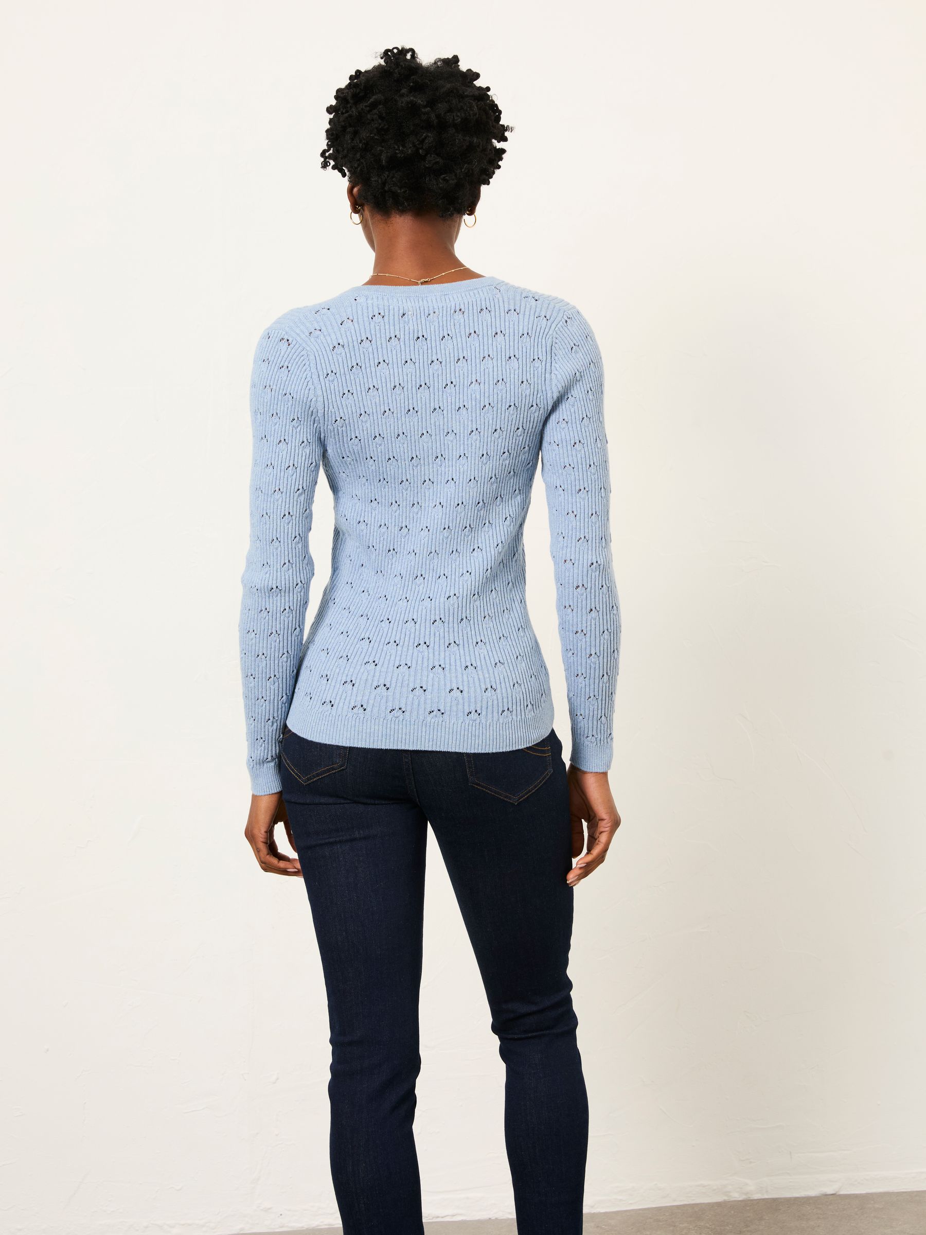 Lois Chambray Blue Knitted Button Front Henley - Image 2 of 5