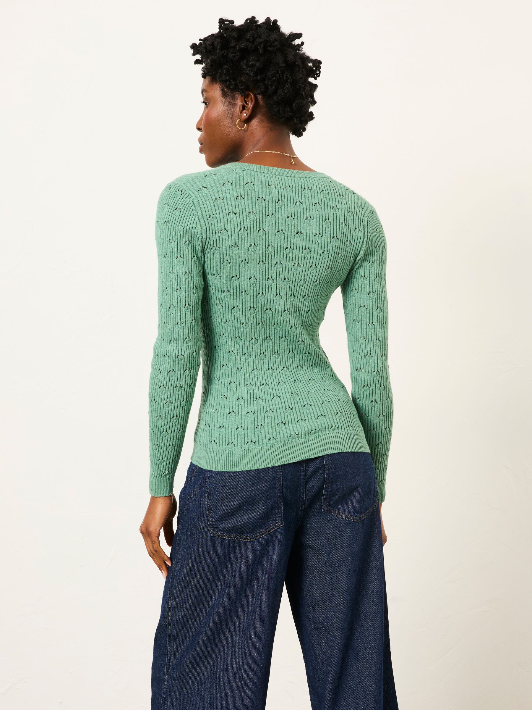 Lois Jade Green Knitted Button Front Henley - Image 2 of 6