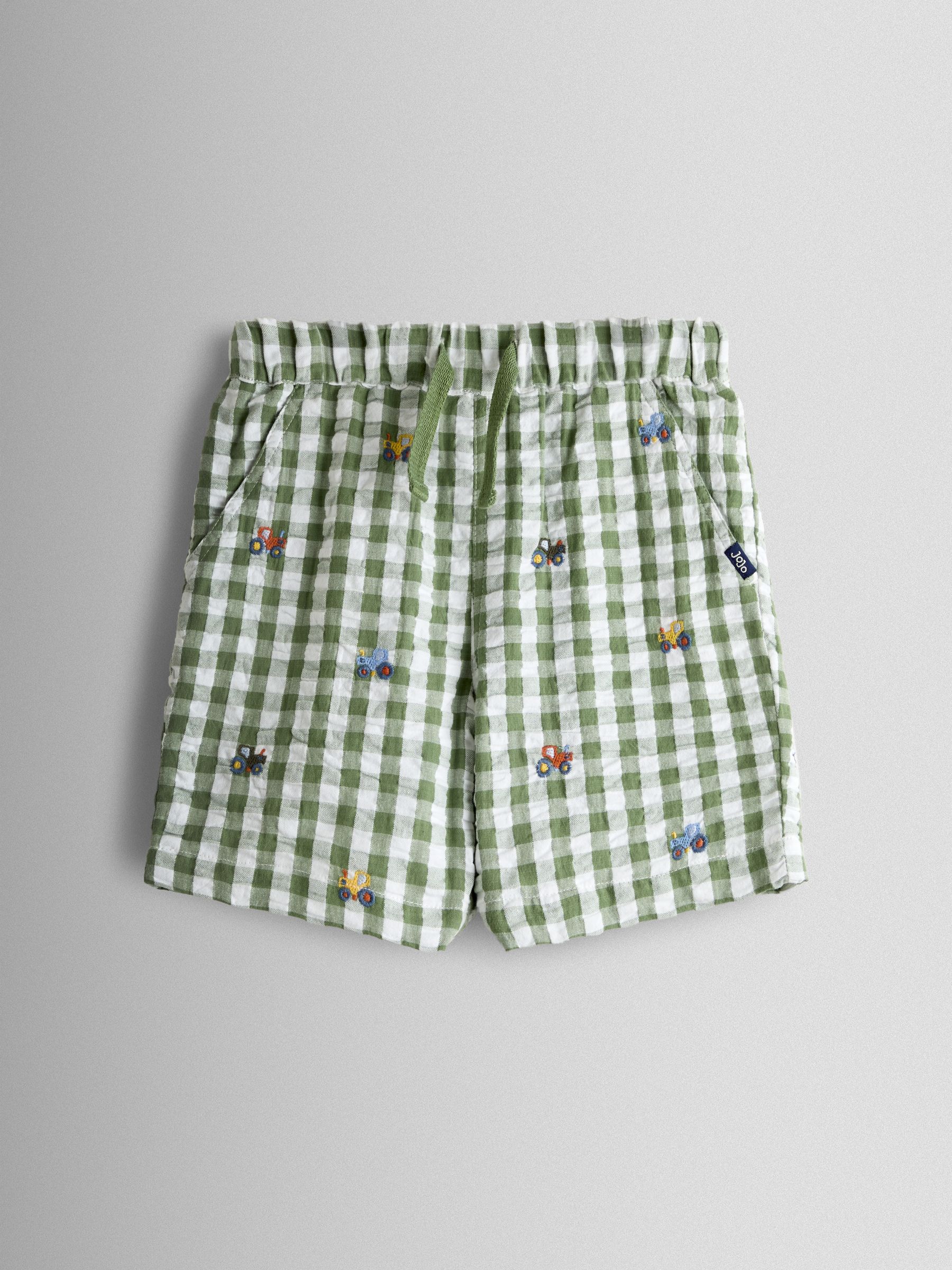 Green Tractor Embroidered Gingham Shorts - Image 1 of 3