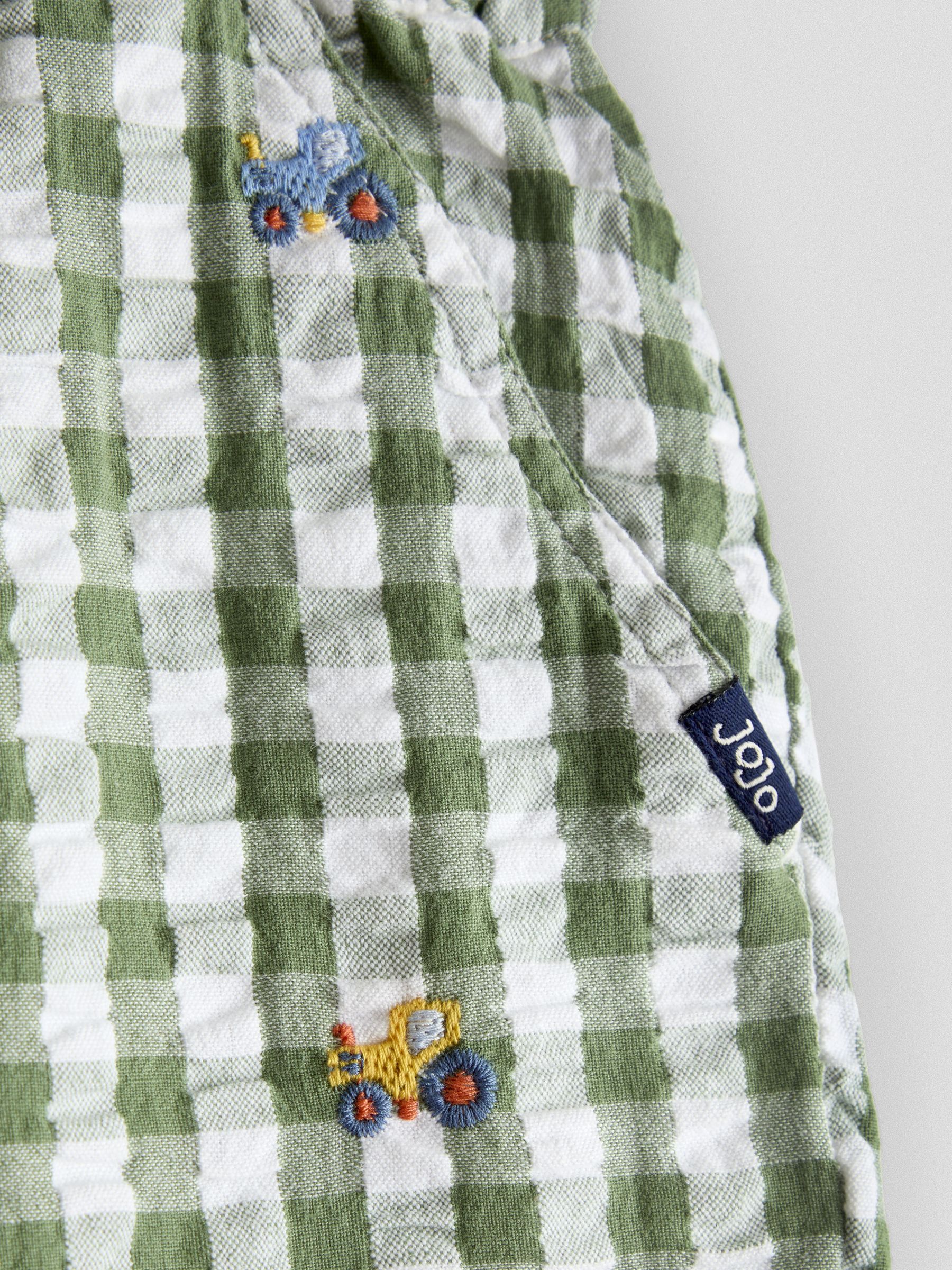 Green Tractor Embroidered Gingham Shorts - Image 3 of 3