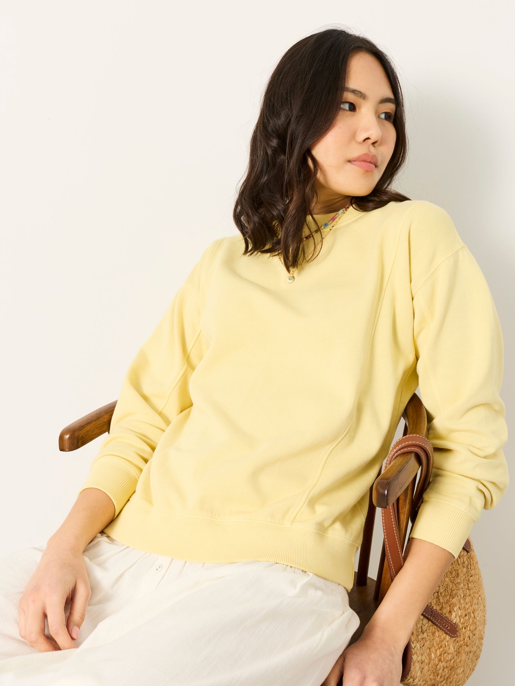 Sienna Yellow Seam Detail Crew Sweat - Image 1 of 6