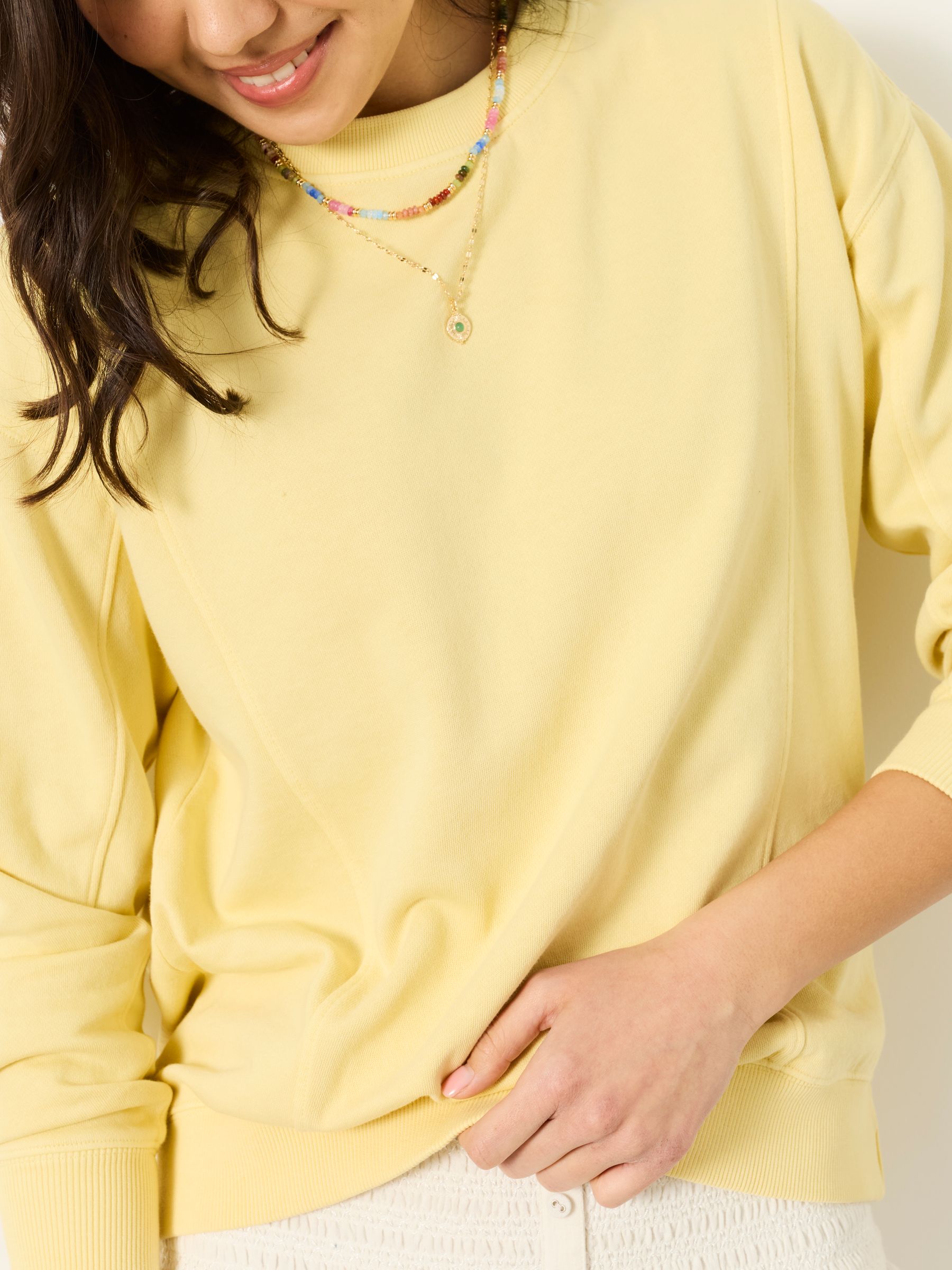 Sienna Yellow Seam Detail Crew Sweat - Image 3 of 6