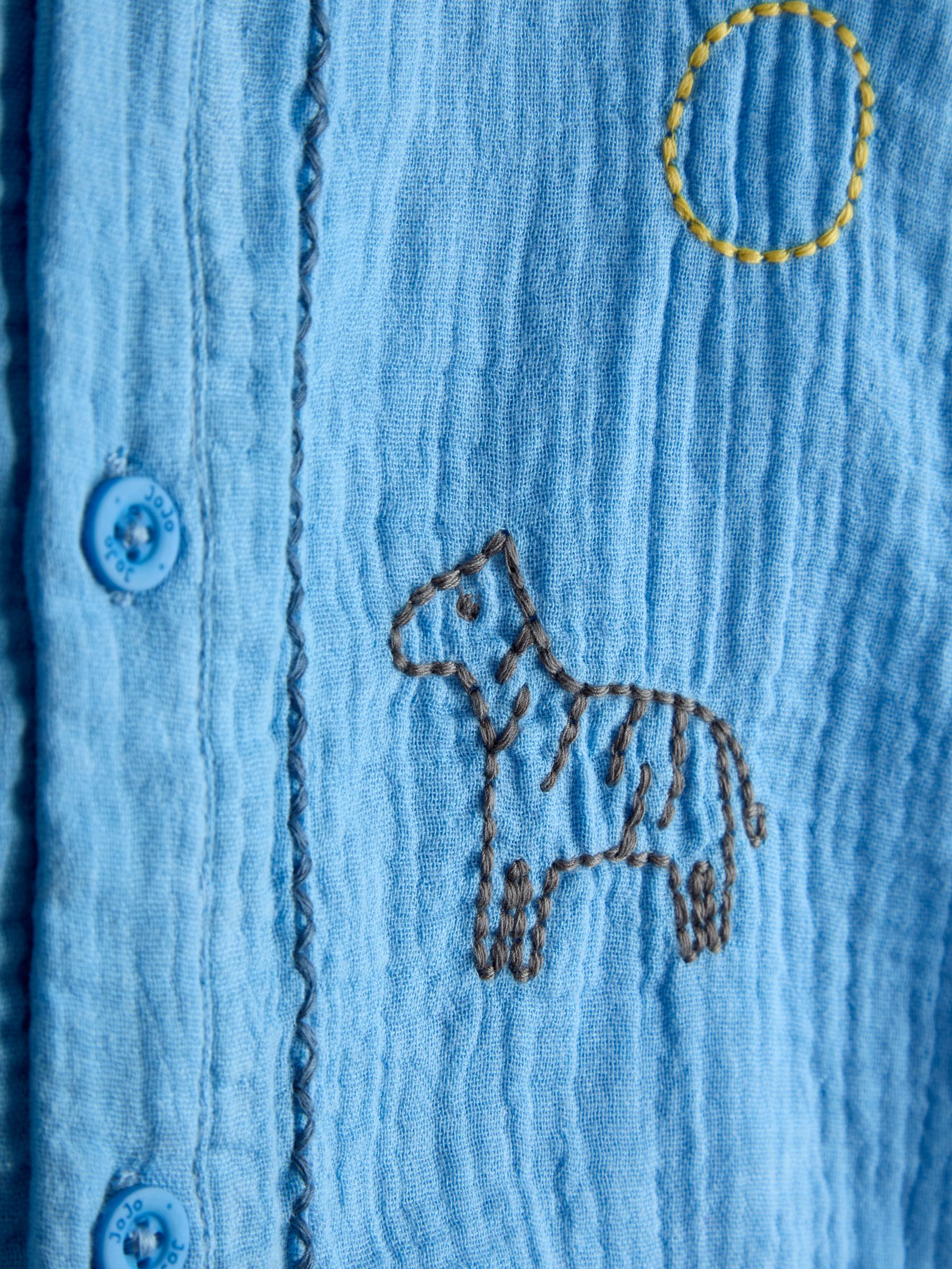 Blue Safari Embroidered Cheesecloth Romper - Image 3 of 3