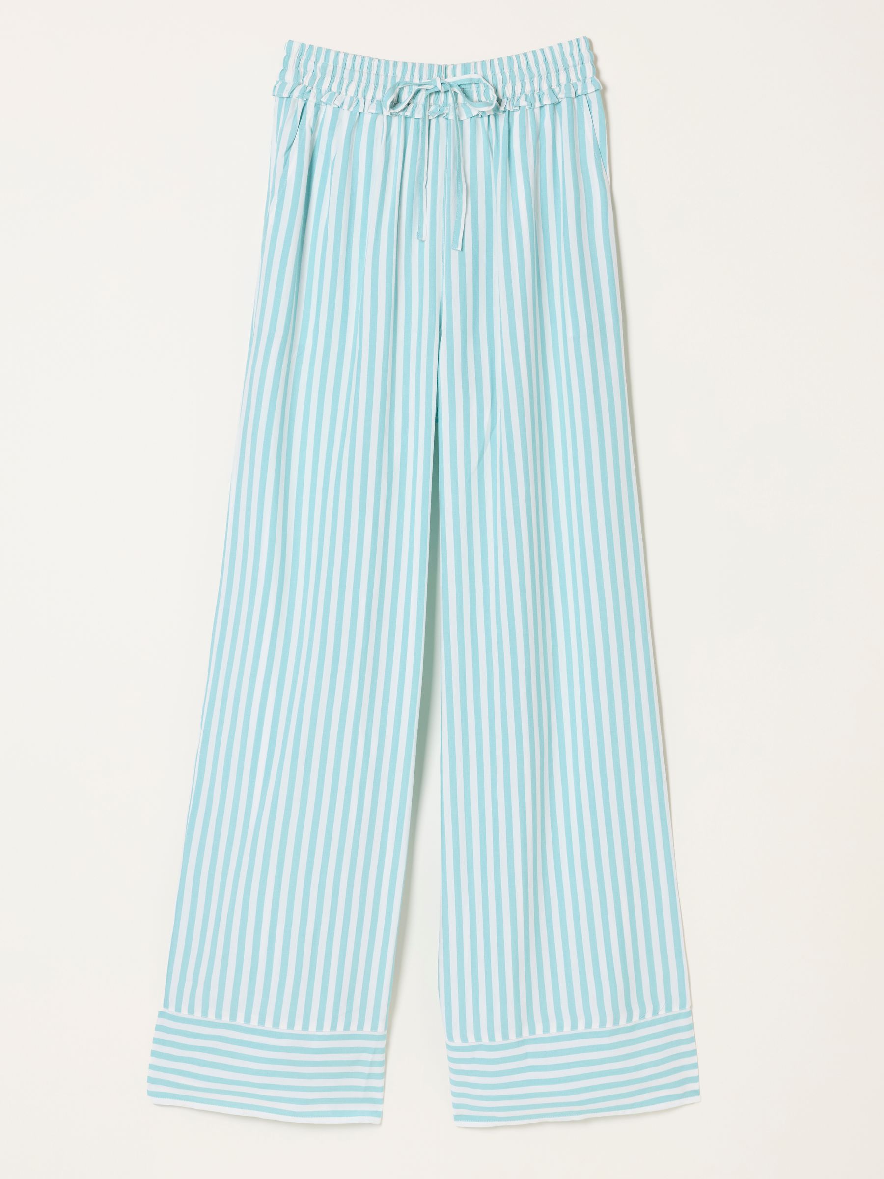 Lola Teal Blue Stripe Wide Leg Pyjama Bottoms - Image 6 of 6