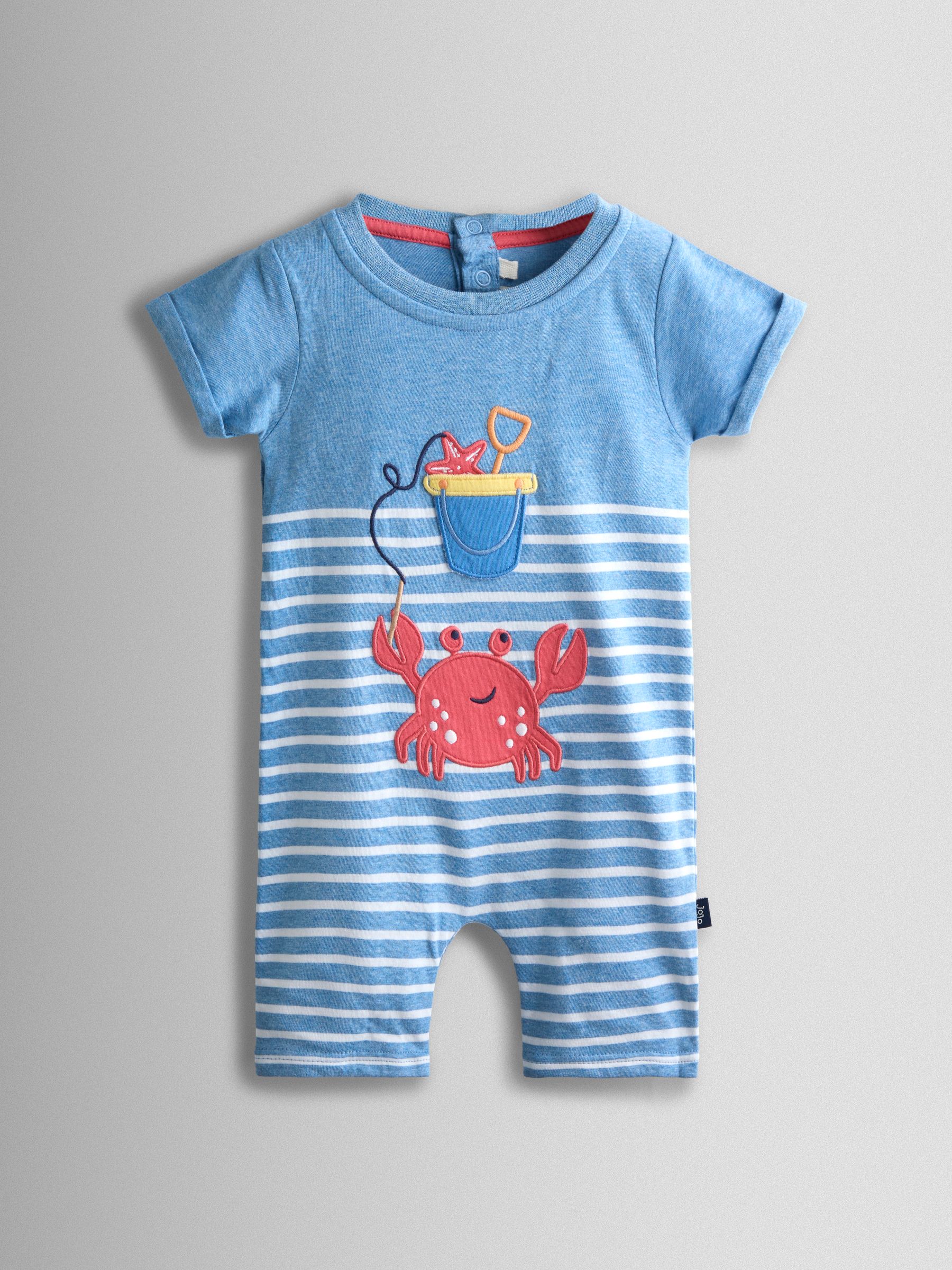 Light Blue Crab Character Appliqué Romper - Image 1 of 3 Light Blue Crab Character Appliqué Romper - Image 1 of 3