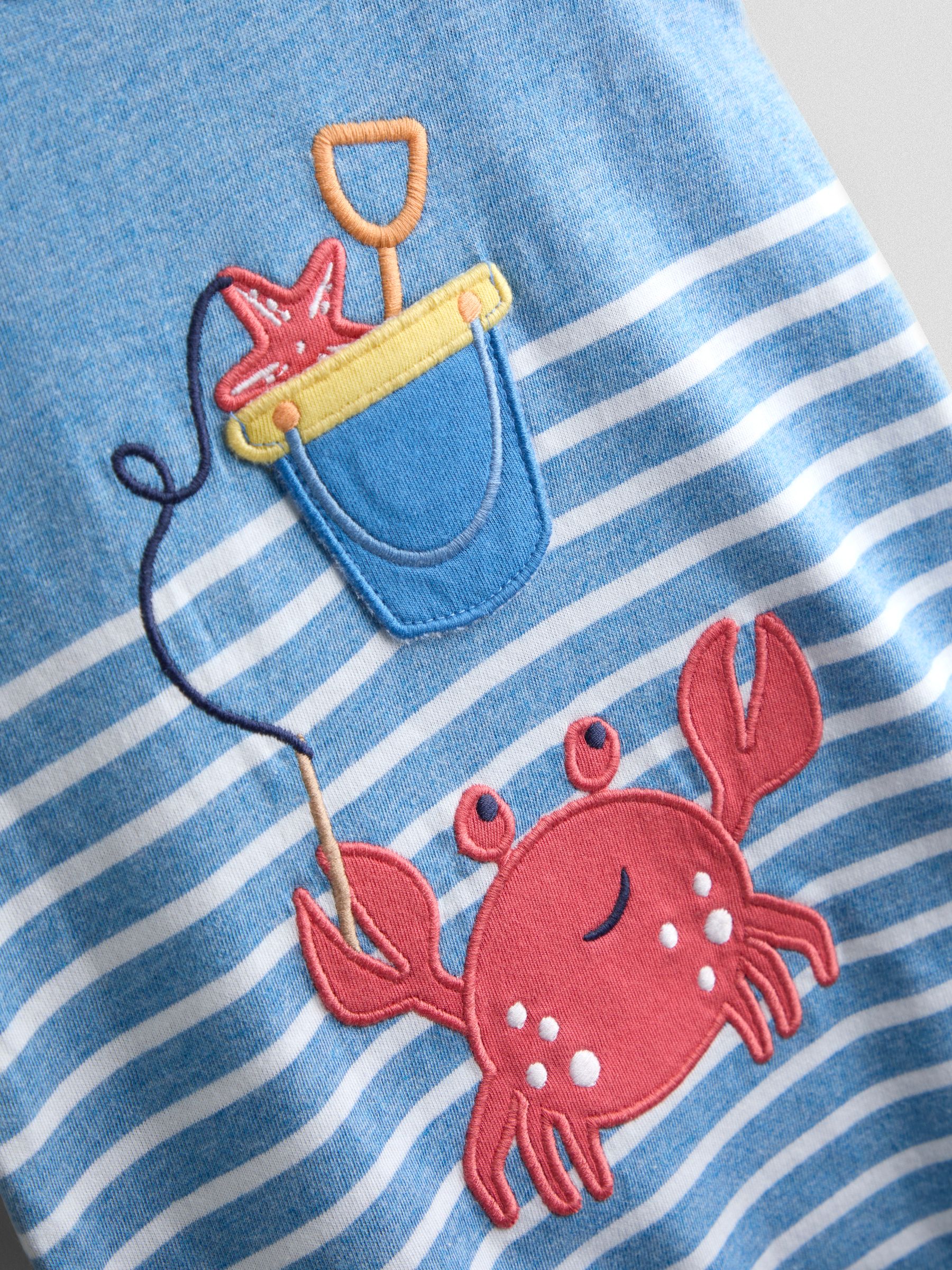 Light Blue Crab Character Appliqué Romper - Image 3 of 3 Light Blue Crab Character Appliqué Romper - Image 3 of 3