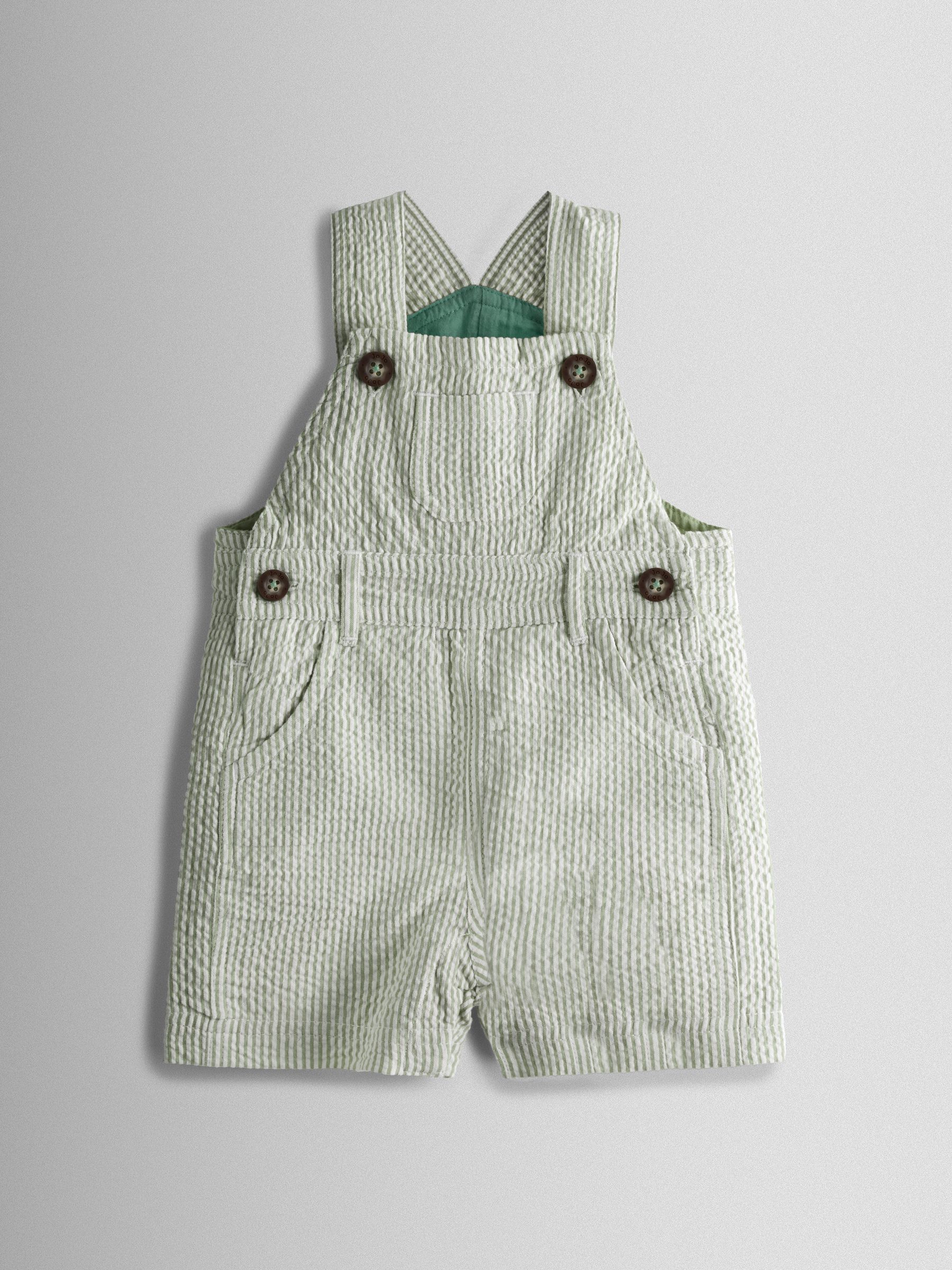 Green Seersucker Stripe Dungarees - Image 1 of 3
