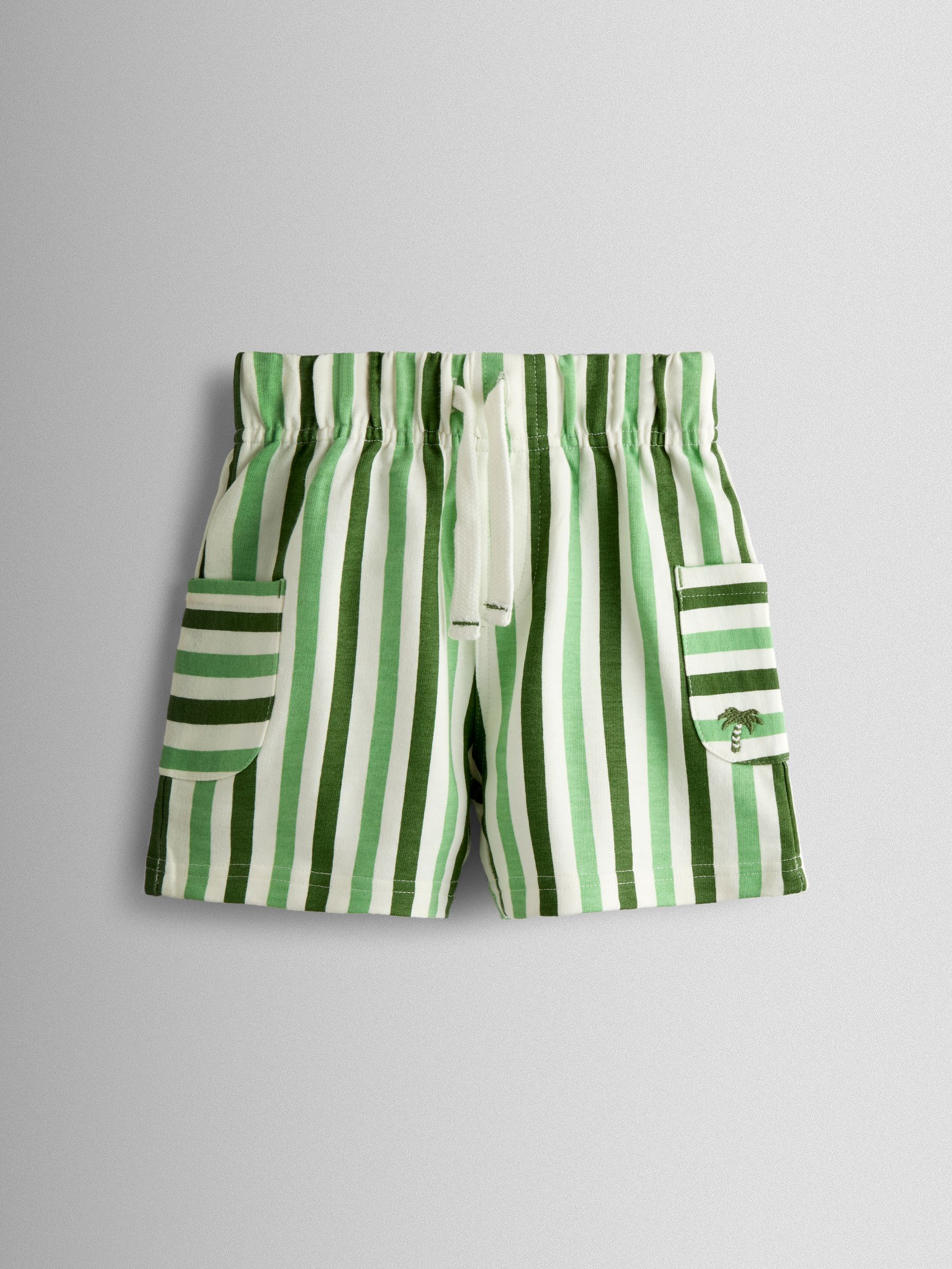 Green 2-Pack Stripe & Plain Shorts - Image 2 of 7