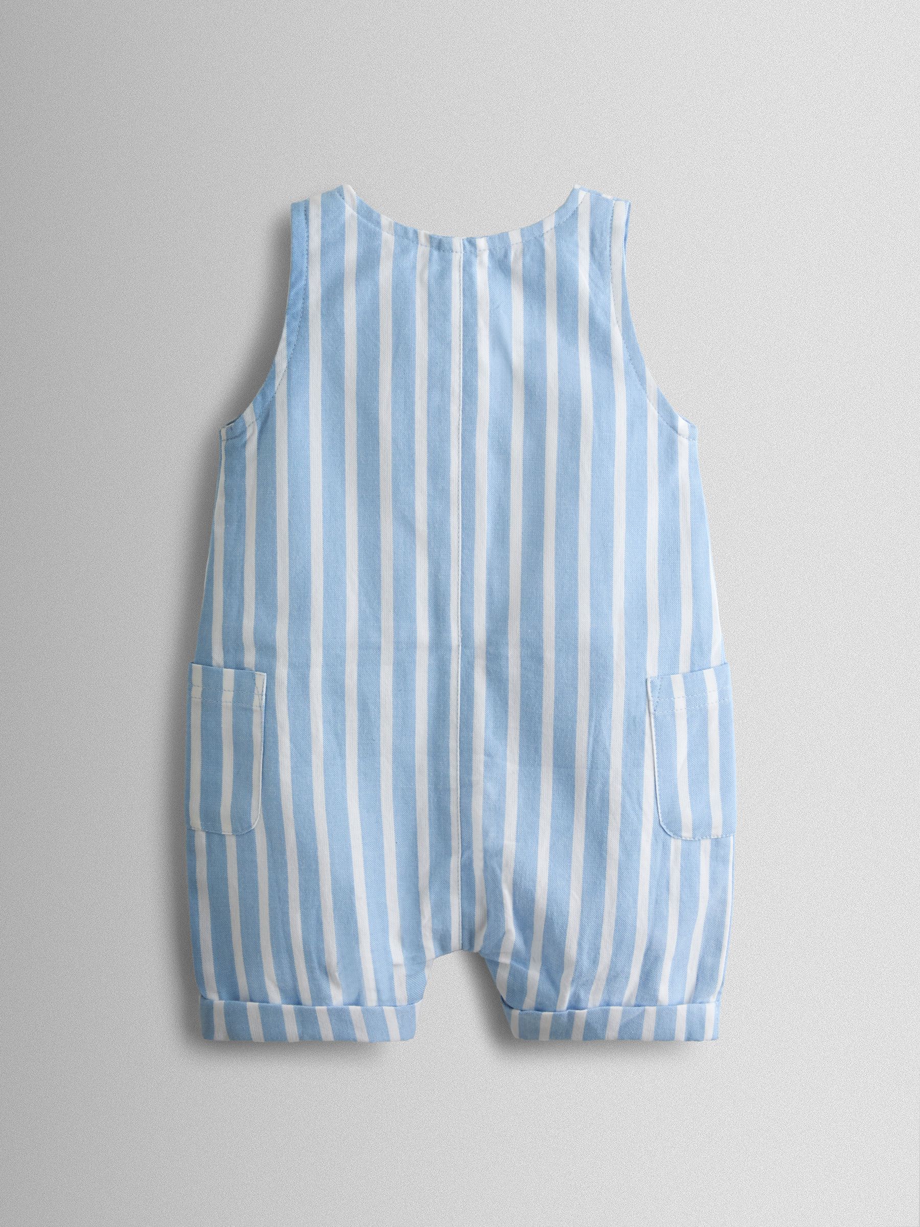 Blue Button Front Stripe Romper - Image 2 of 4