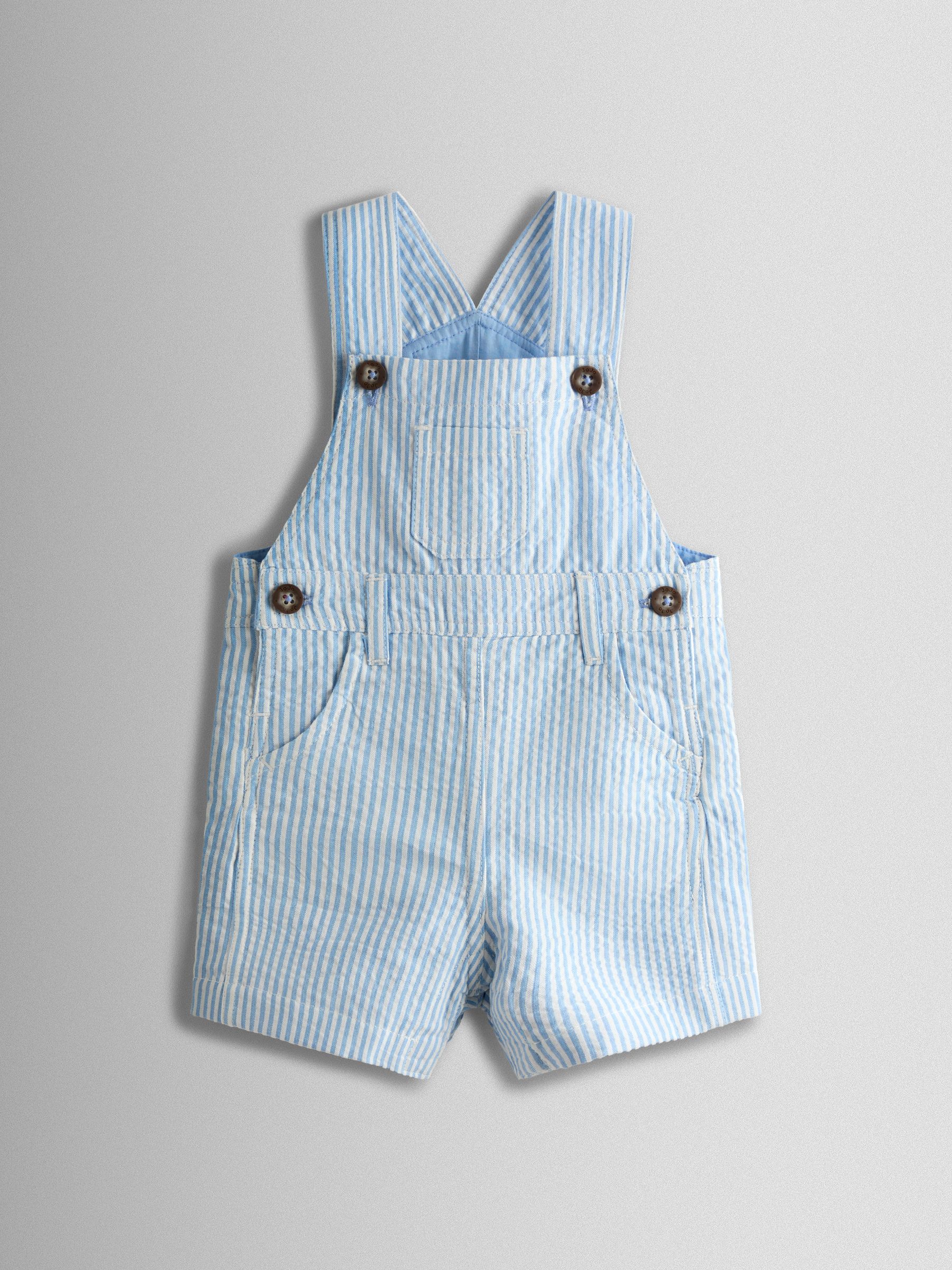 Blue Seersucker Stripe Dungarees - Image 1 of 3