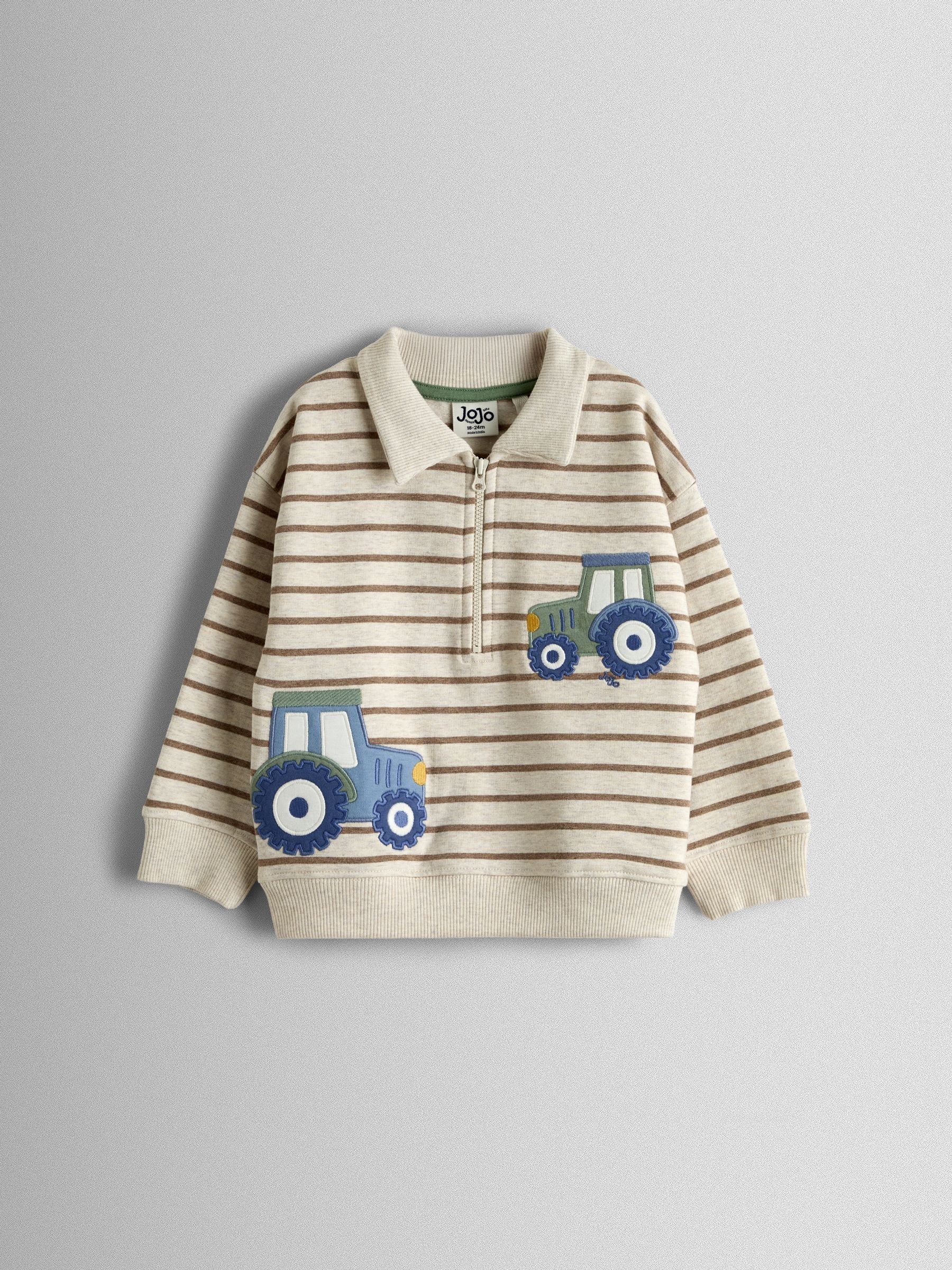 Natural Tractor Striped Tractor Half Zip Sweatshirt - Image 1 of 3