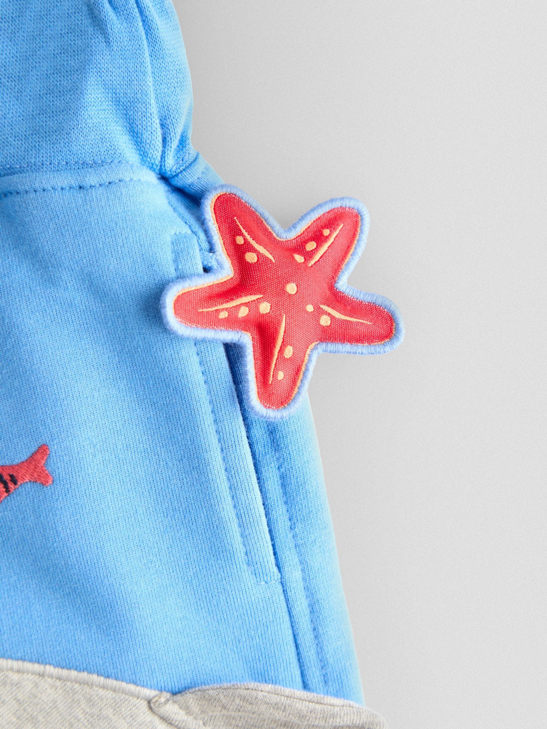 Blue & Grey Shark 2-Pack Appliqué & Plain Shorts - Image 7 of 8