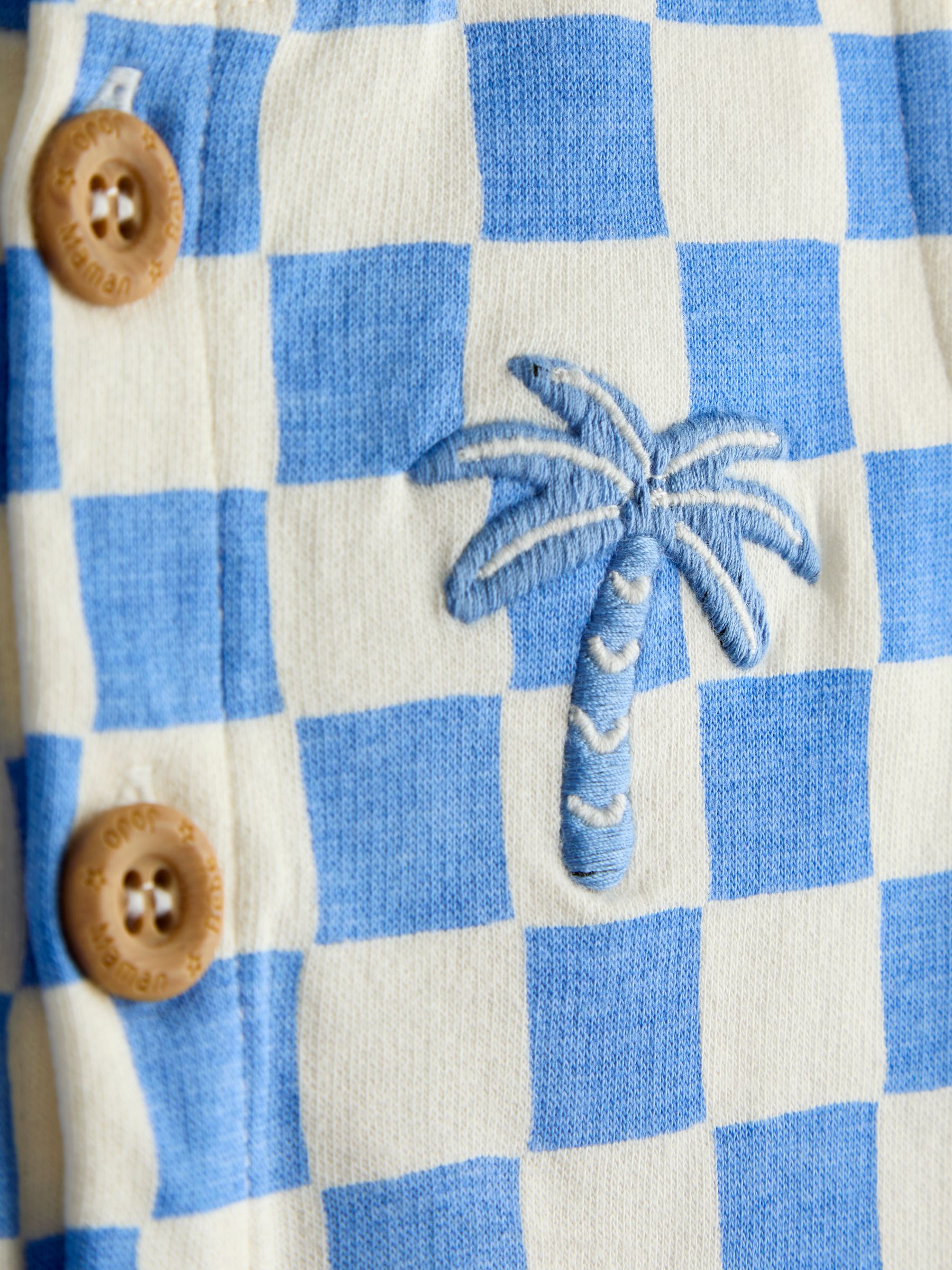 Light Blue Checkerboard Button Through Romper - Image 3 of 3 Light Blue Checkerboard Button Through Romper - Image 3 of 3
