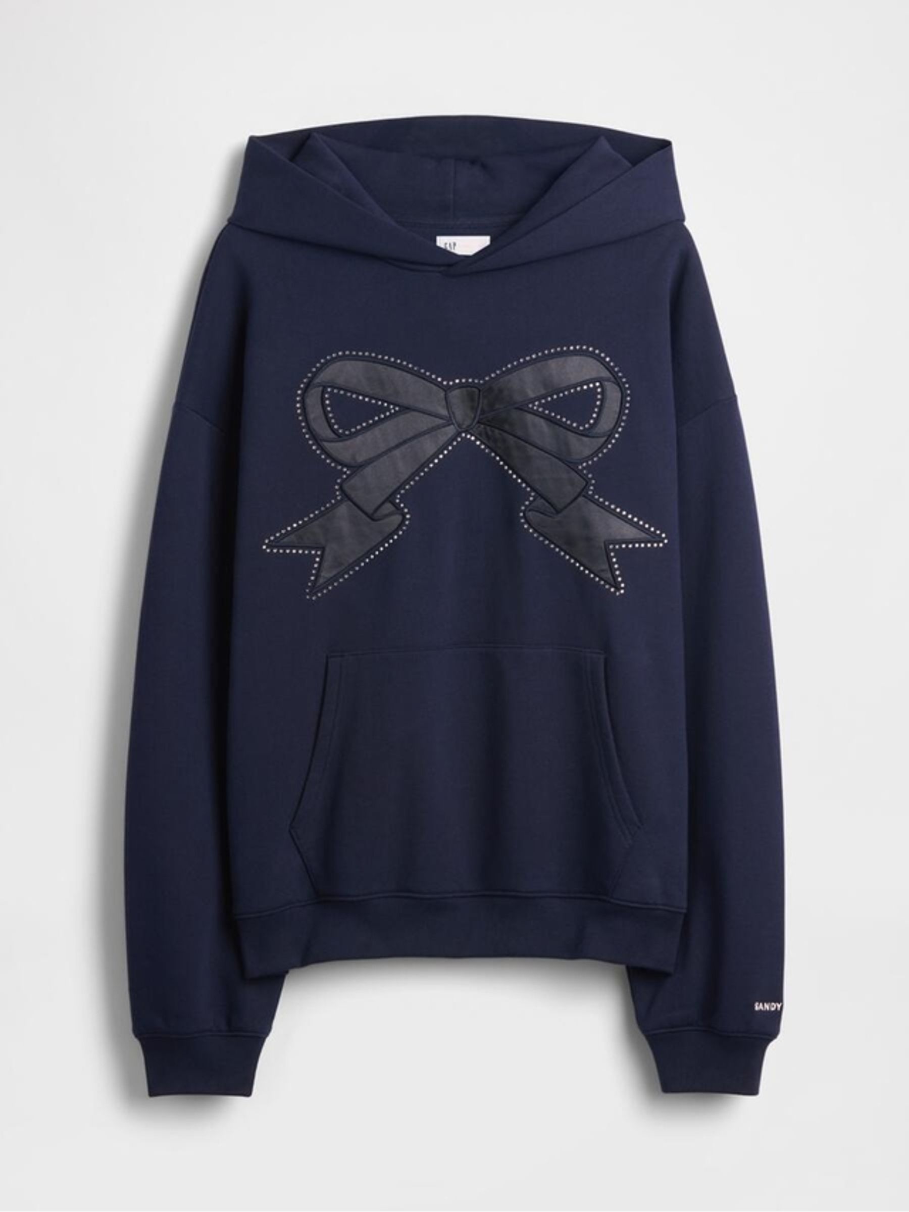 Navy Blue Sandy Liang Heavyweight Bow Oversized Hoodie - Image 1 of 4