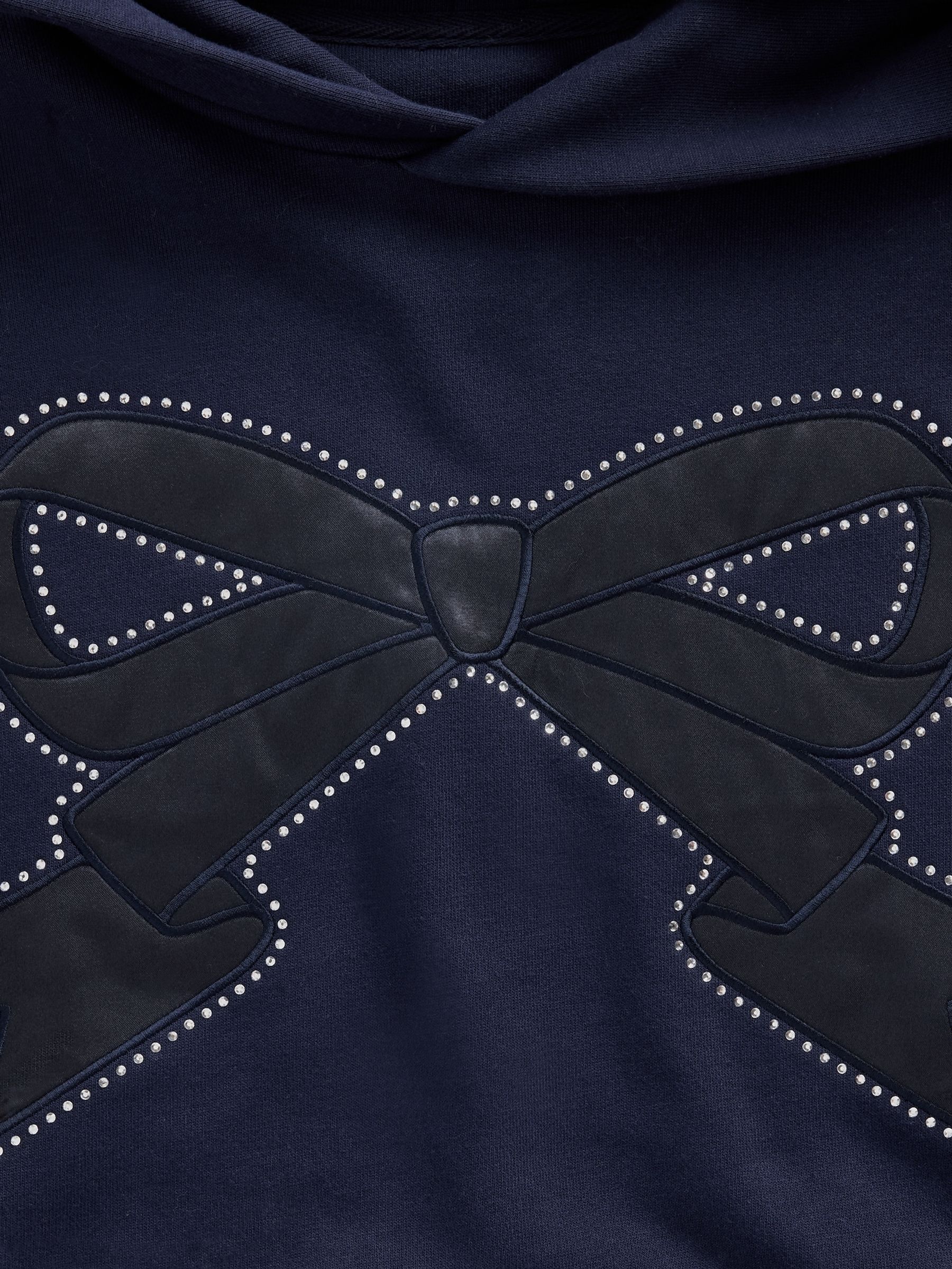 Navy Blue Sandy Liang Heavyweight Bow Oversized Hoodie - Image 4 of 4