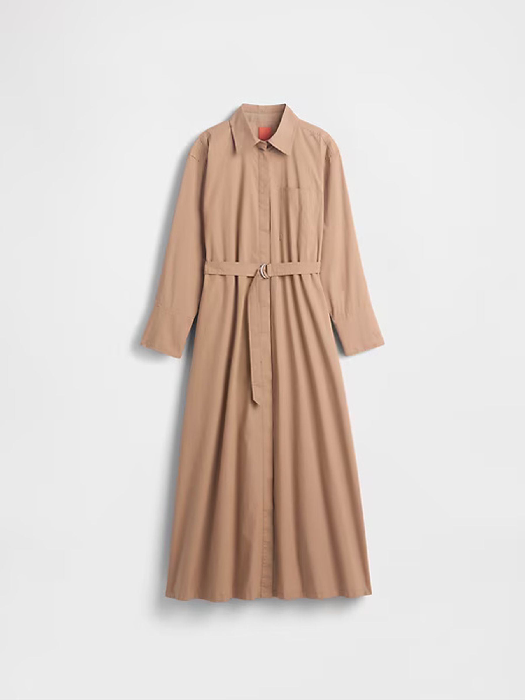GapStudio Beige Poplin Belted Oversized Maxi Shirt Dress - Image 6 of 6