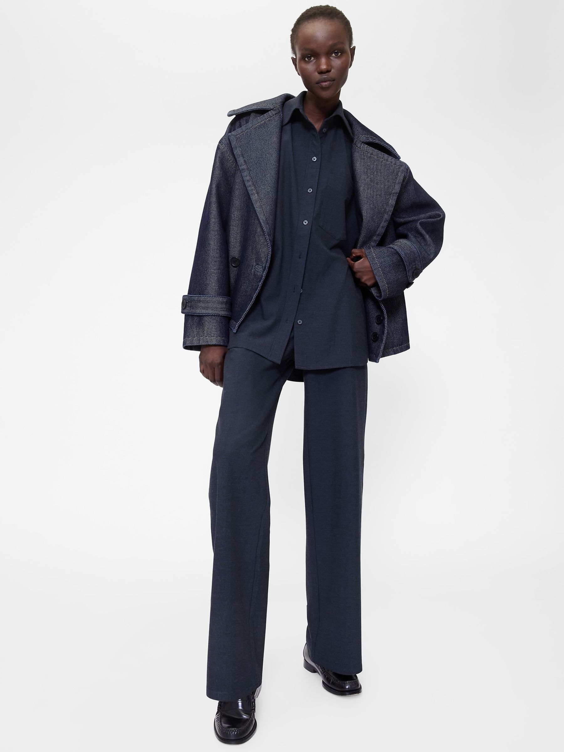 Dark Wash Blue Denim Oversized Coat - Image 4 of 6