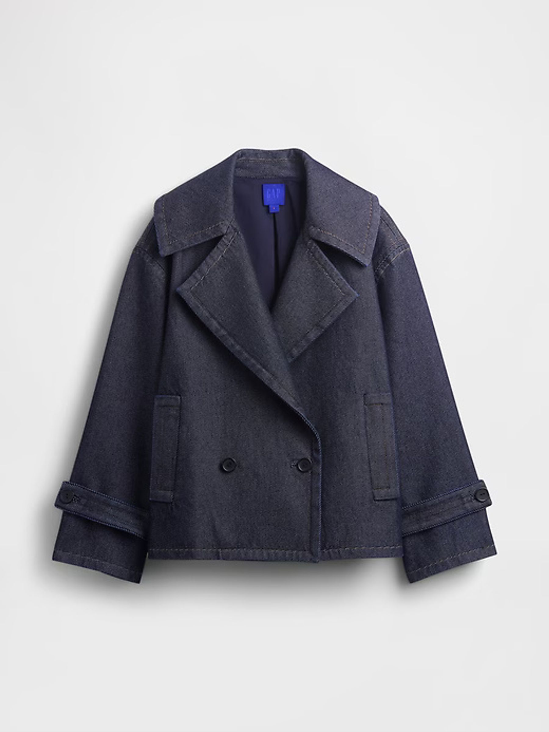 Dark Wash Blue Denim Oversized Coat - Image 5 of 6