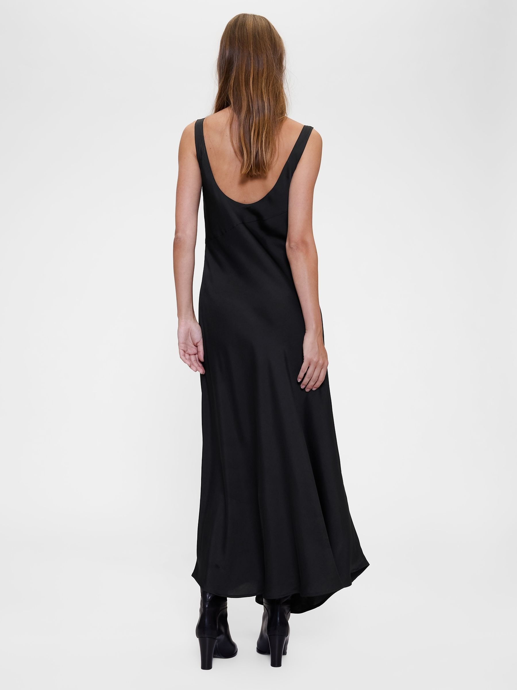 Black Satin Slip Maxi Dress - Image 2 of 4