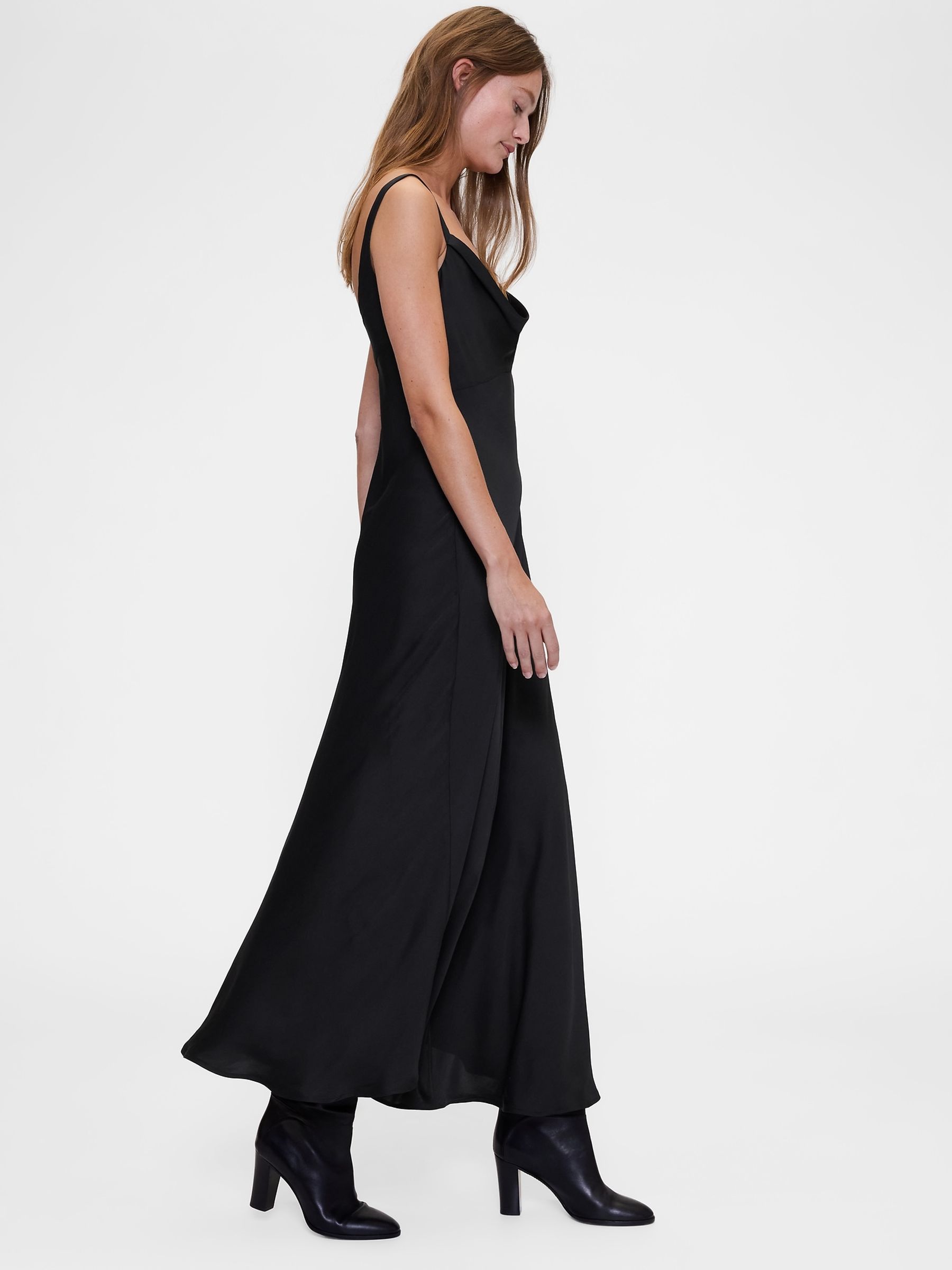 Black Satin Slip Maxi Dress - Image 3 of 4