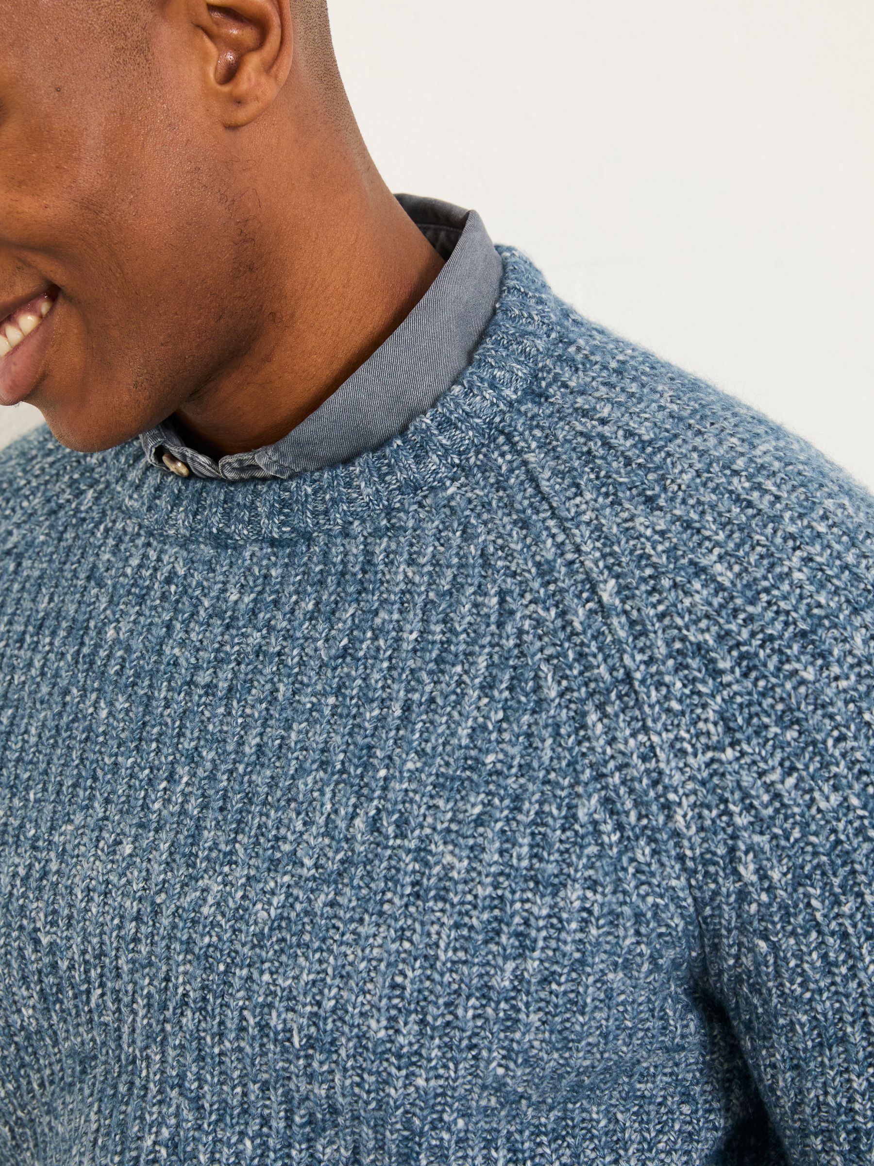 Sefton Blue Knitted Crew Neck Jumper - Image 4 of 6