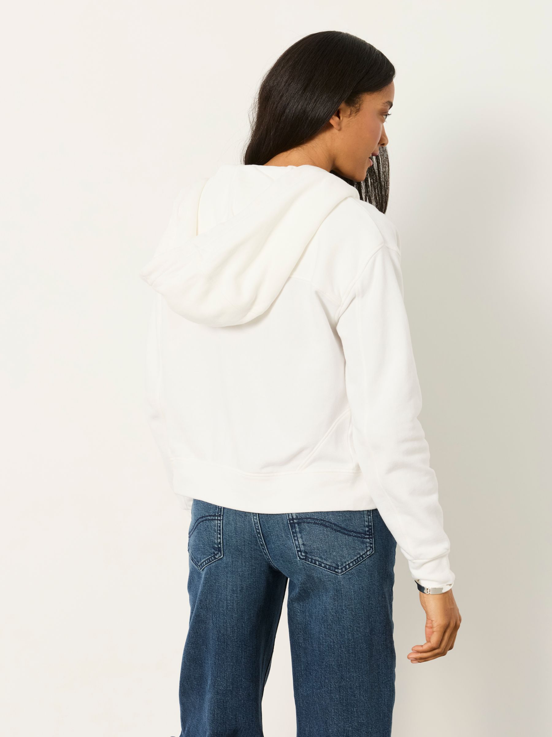 Flora White Zip Through Hoodie | FatFace USA