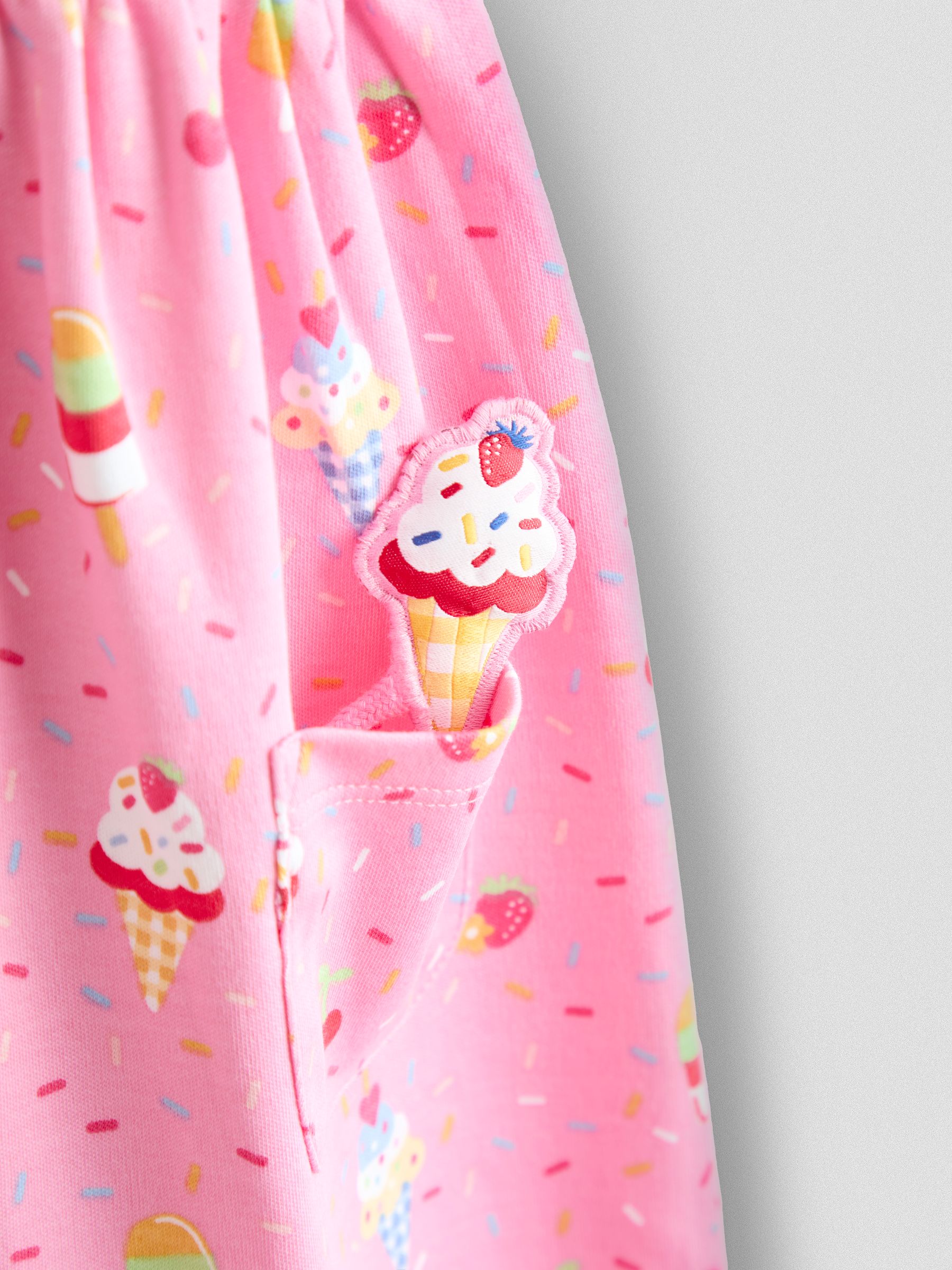 Pink Ice cream Button Front Pet In Pocket Dress - Image 3 of 3