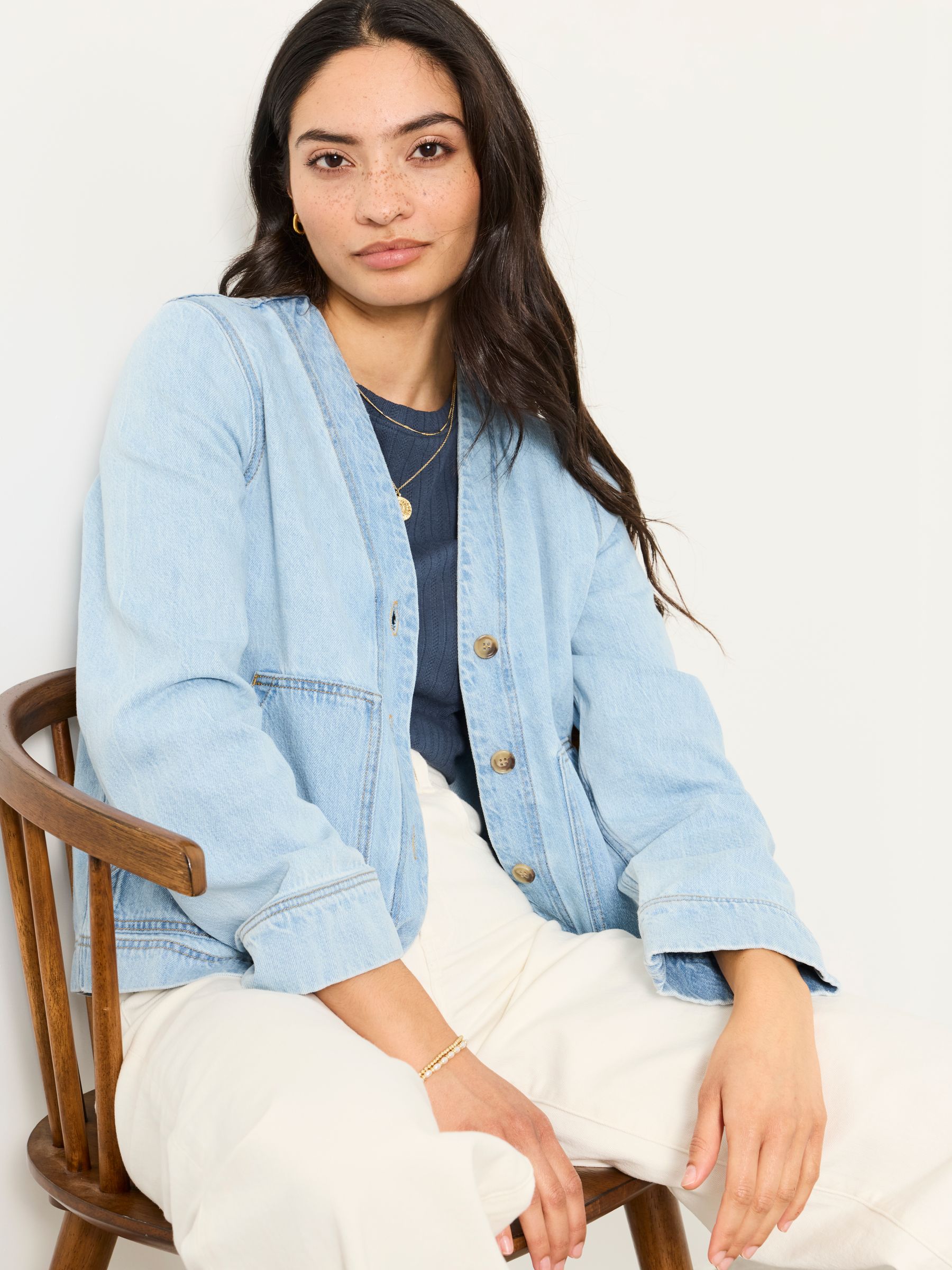 Dulcie Pale Blue Denim Jacket - Image 1 of 5 Dulcie Pale Blue Denim Jacket - Image 1 of 5