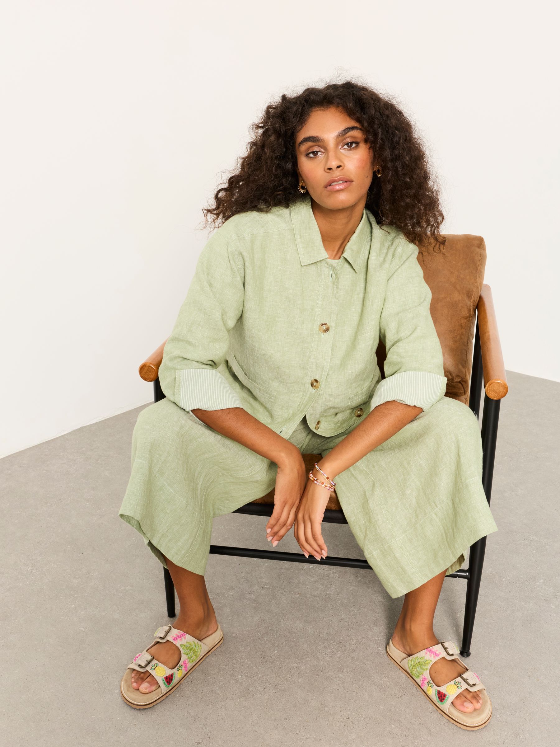 Petite Linen Jacket in Green | FatFace USA