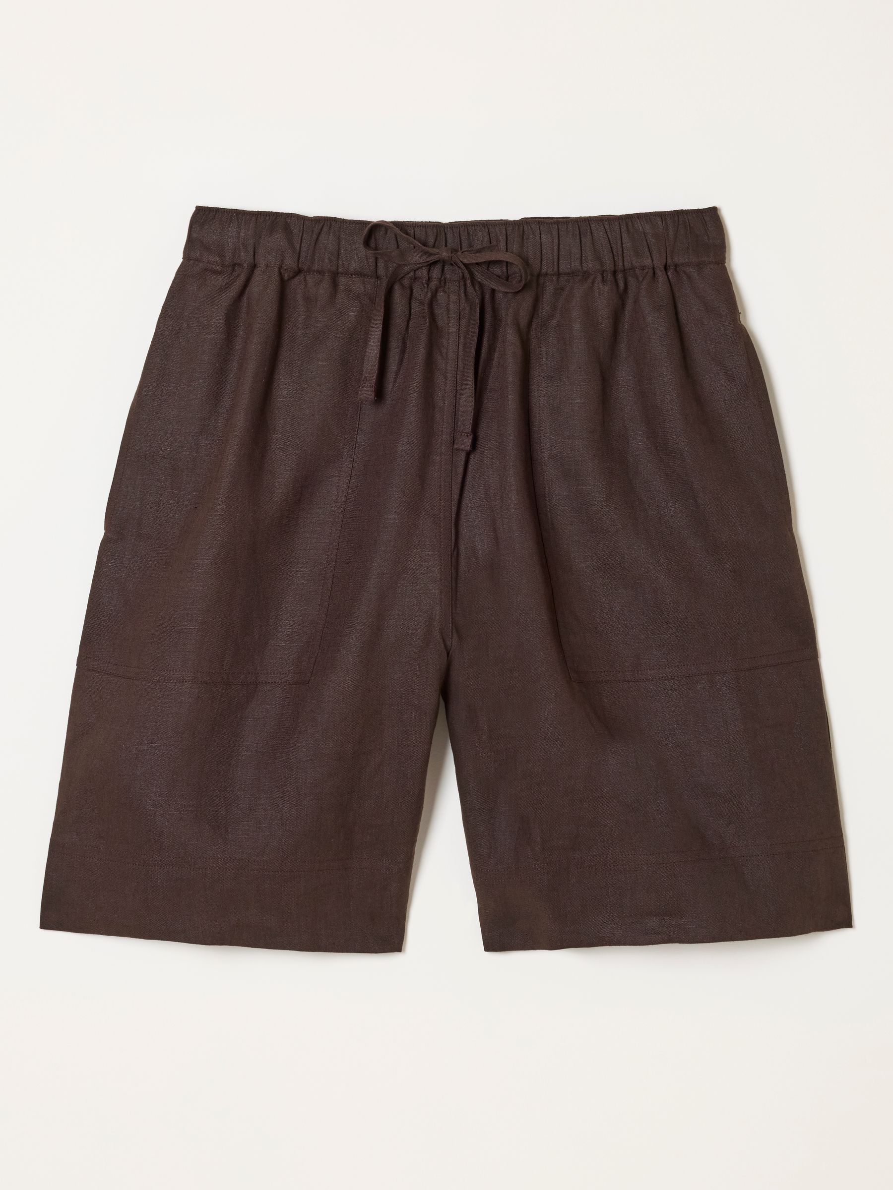 Amberly Chocolate Brown Linen Shorts - Image 6 of 6