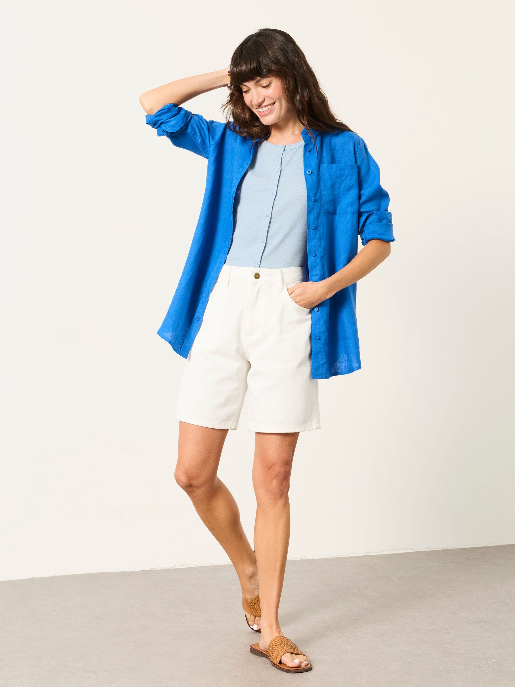 Isabelle White Bermuda Denim Shorts - Image 4 of 6