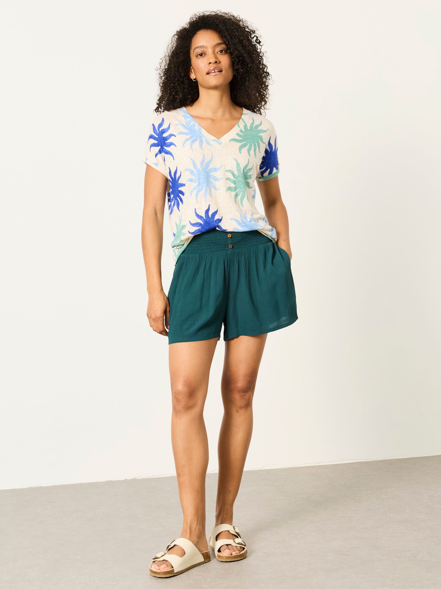 Rylee Teal Blue Shorts - Image 3 of 6