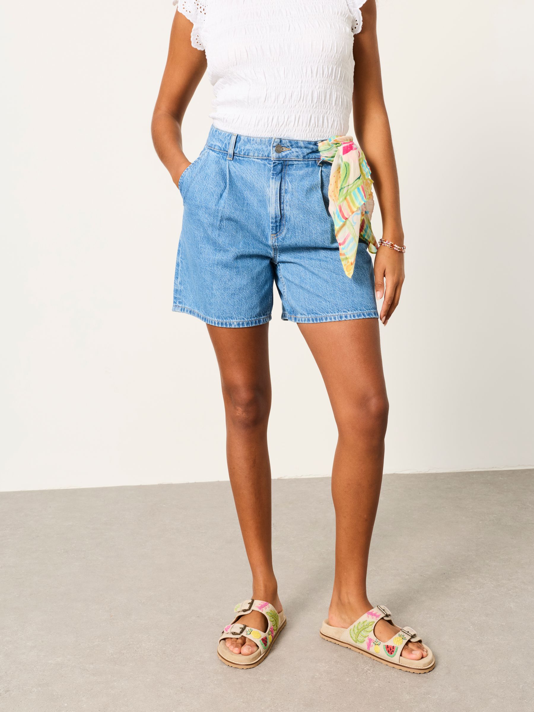 Mia Light Wash Denim Shorts - Image 3 of 5
