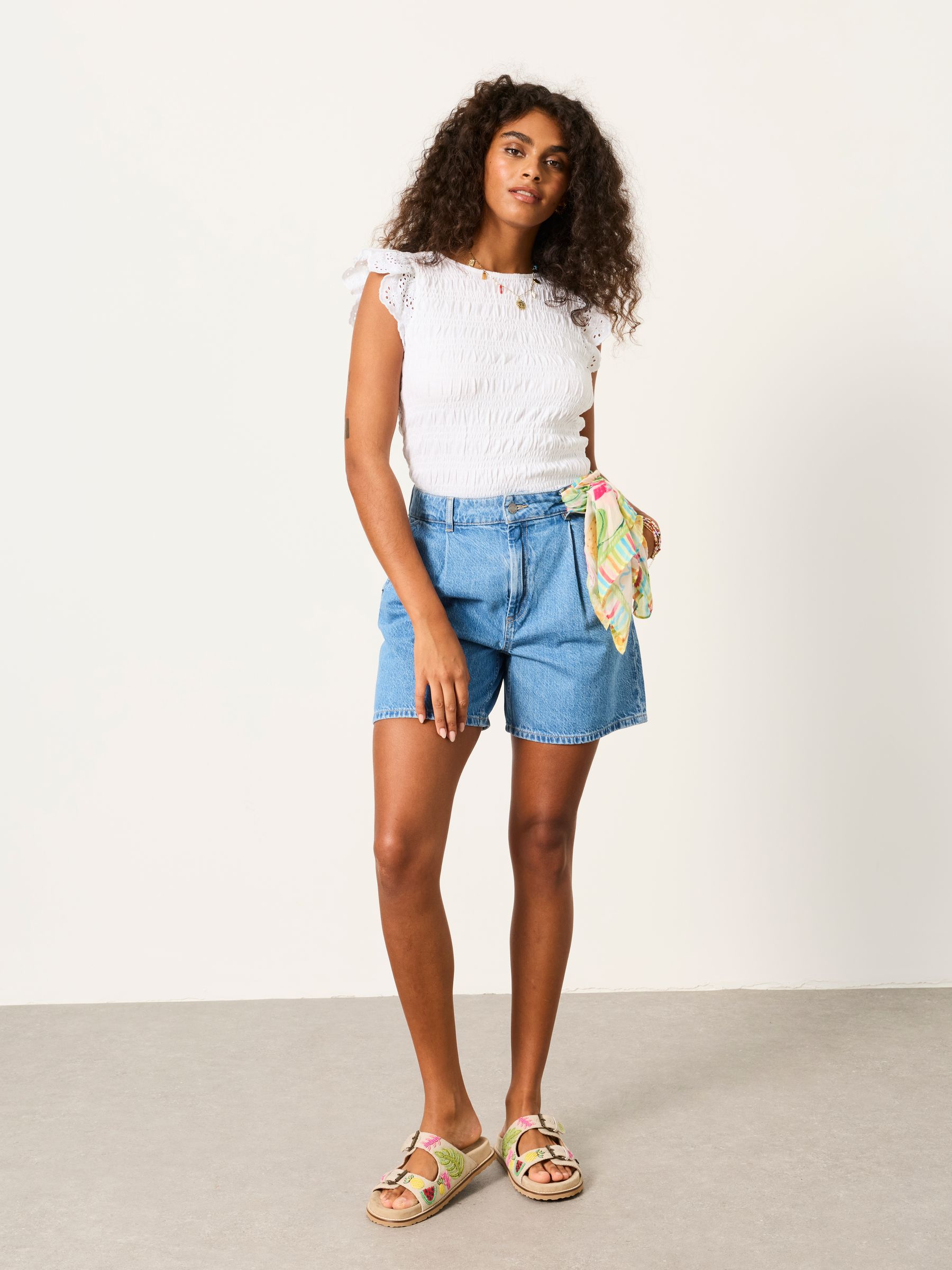 Mia Light Wash Denim Shorts - Image 4 of 5