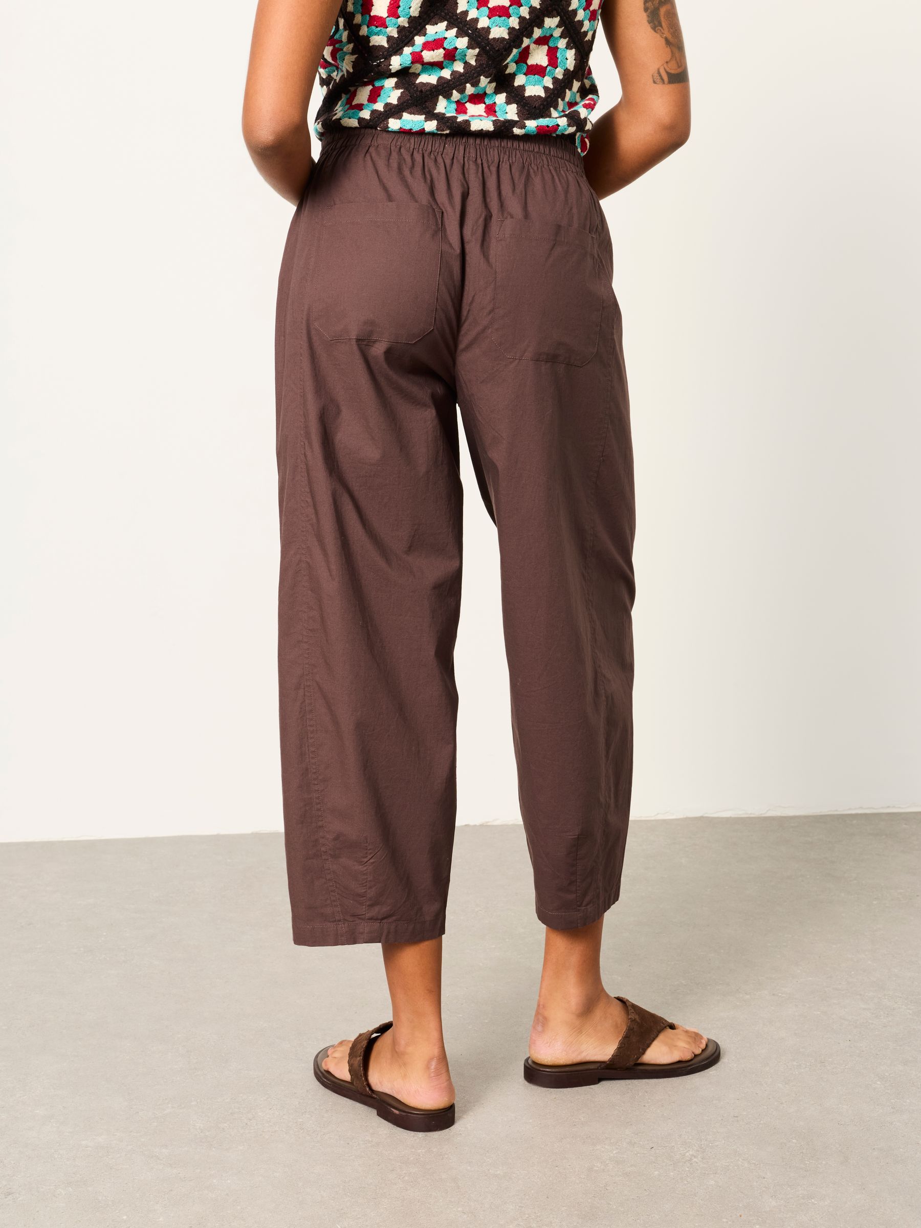River Chocolate Brown Poplin Tapered Trousers - Image 2 of 6
